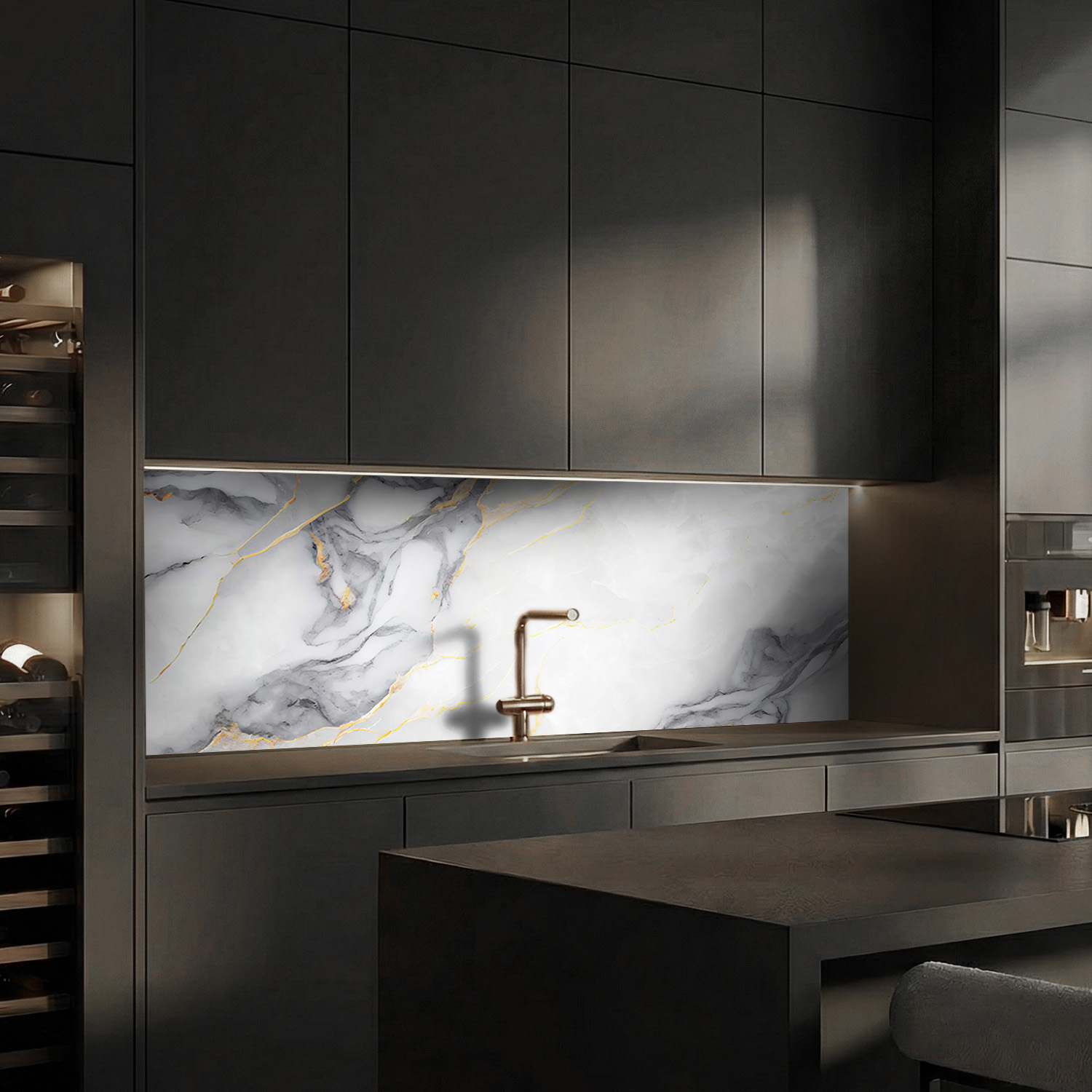 Küchenrückwand mit Marmor V20 Motiv als Fliesenersatz und Spritzschutz