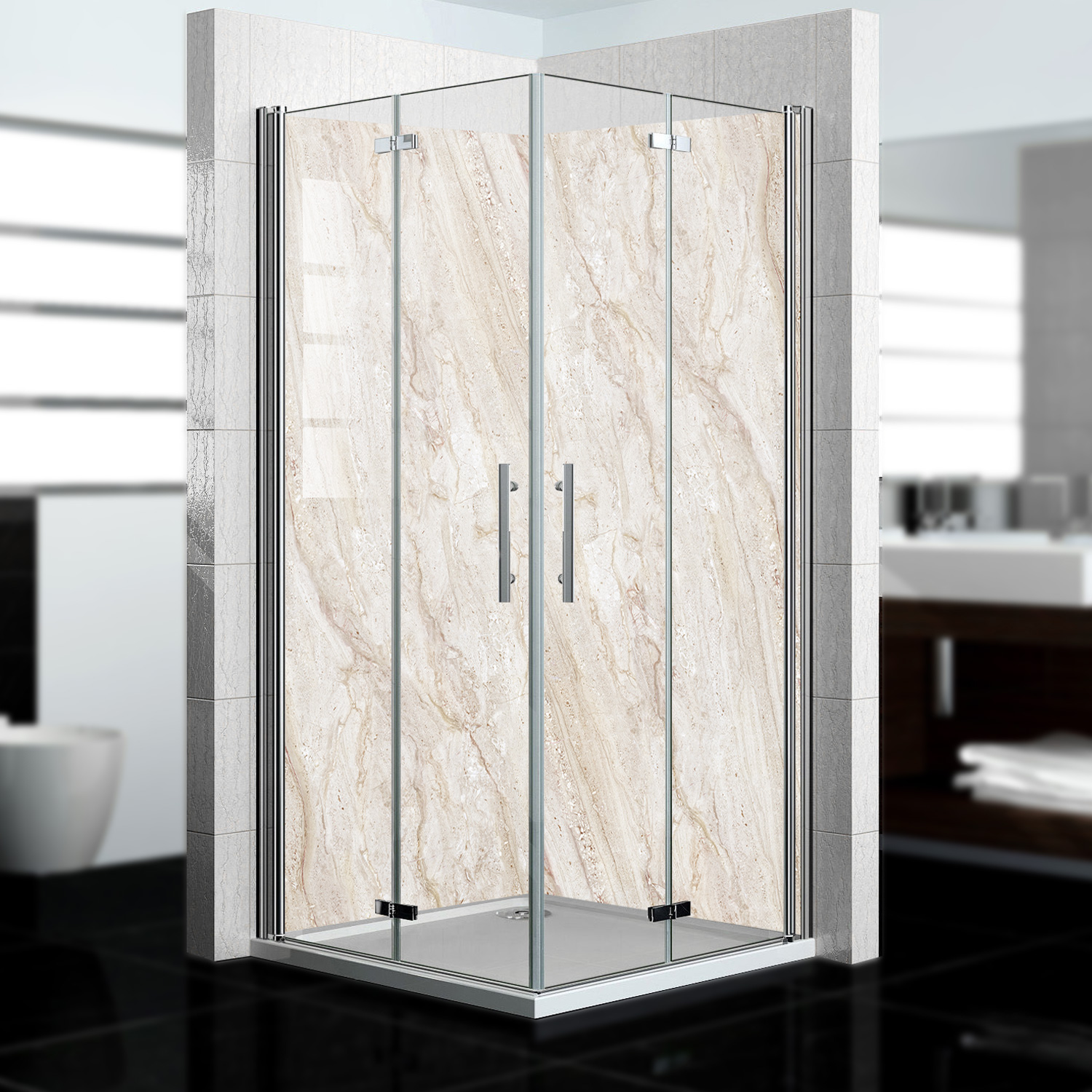 Duschrückwand mit Marmor V9 Motiv, als Badrückwand zum Fliesenersatz Duschrückwand mit Marmor V9 Motiv, als Badrückwand zum Fliesenersatz