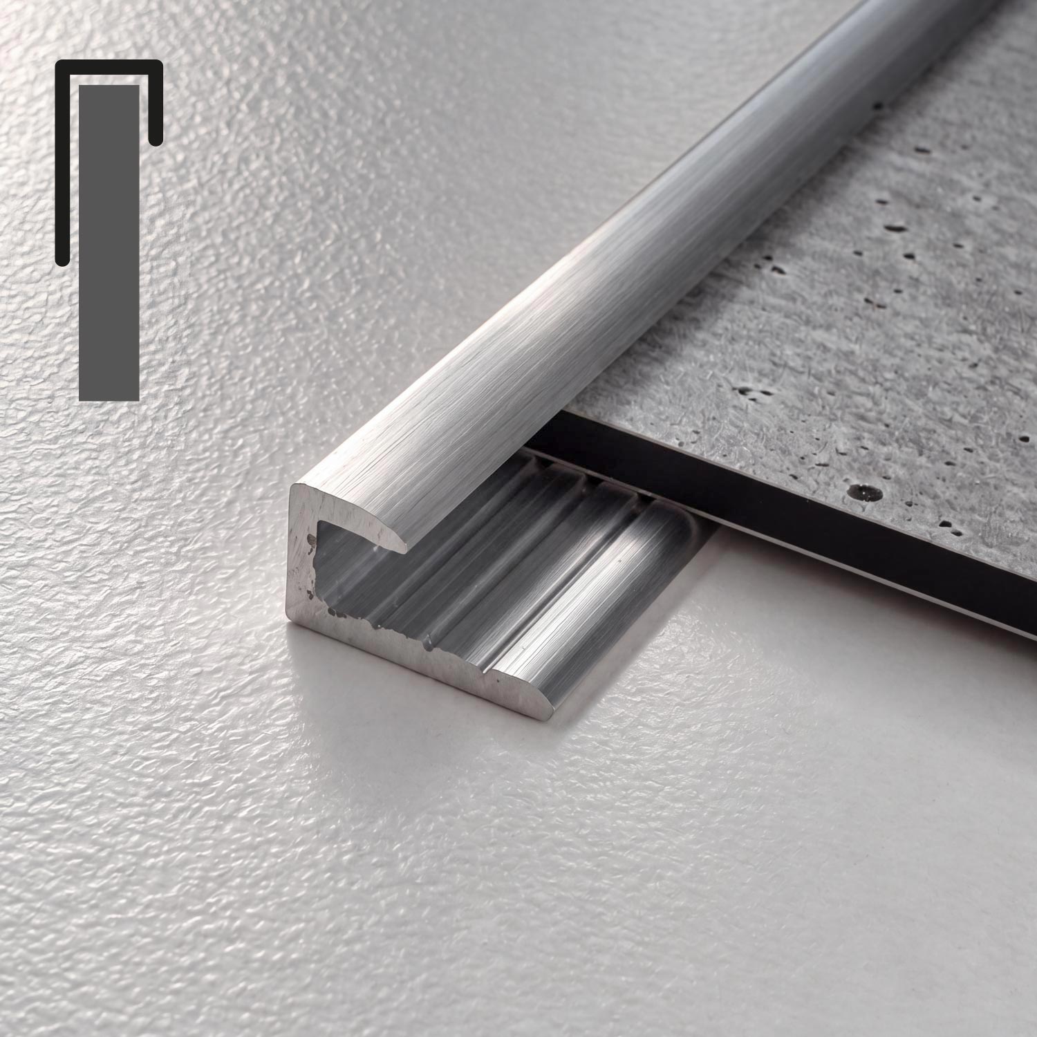 Aluminium Profilsets 200cm: 2x Abschlussprofile und 1x Eckprofil - für 3mm Rückwände