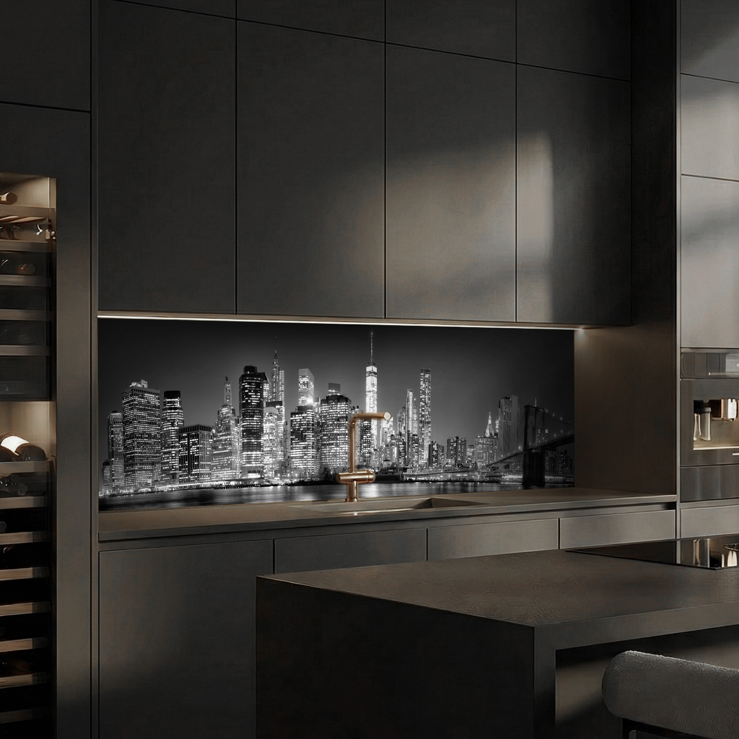 Küchenrückwand mit New York V2 Motiv als Fliesenersatz und Spritzschutz