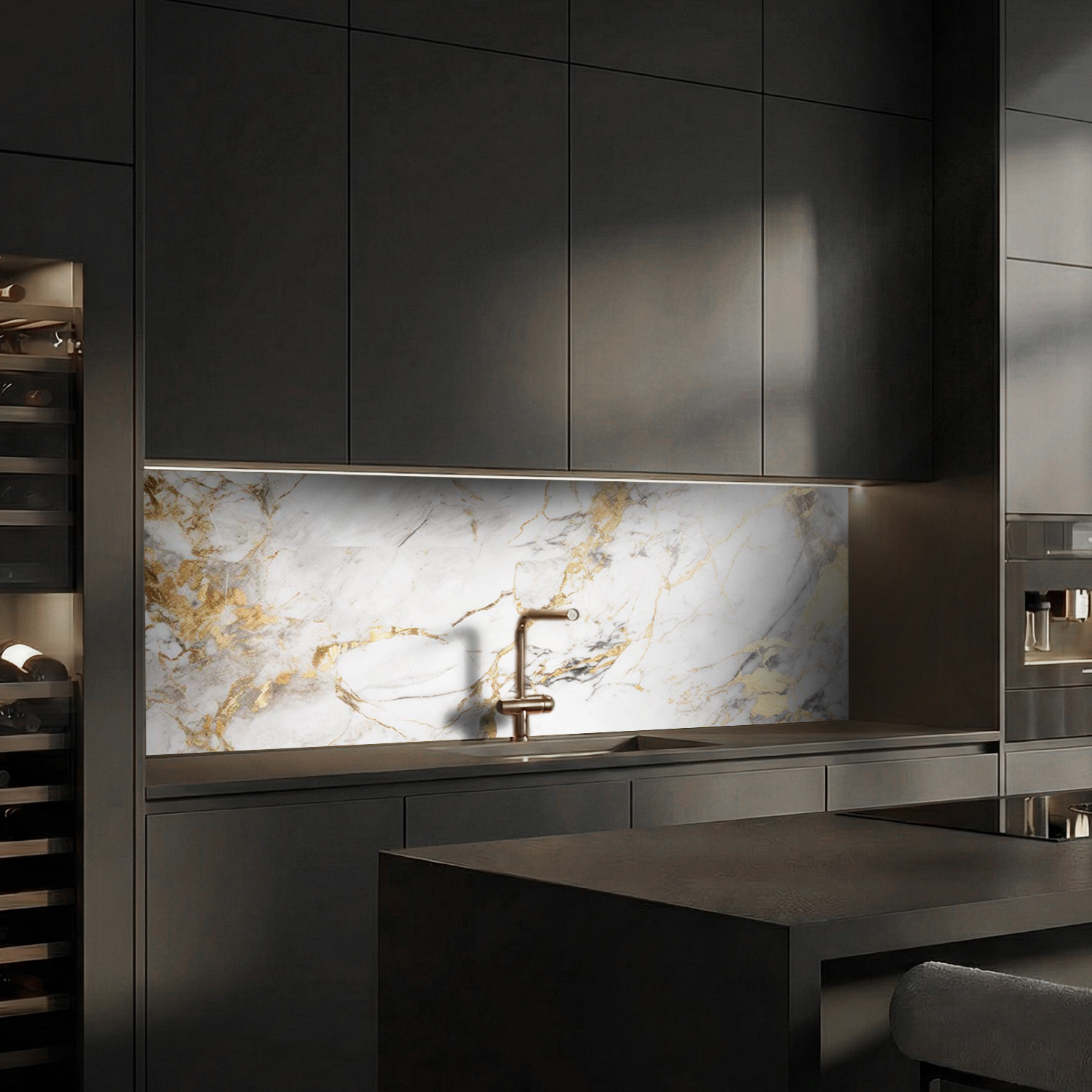 Küchenrückwand mit Marmor V21 Motiv als Fliesenersatz und Spritzschutz