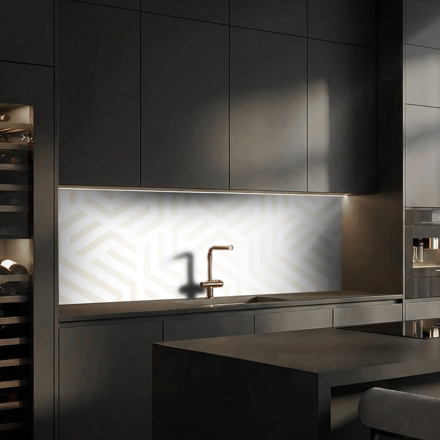 Küchenrückwand mit Abstrakt V5 Motiv als Fliesenersatz und Spritzschutz