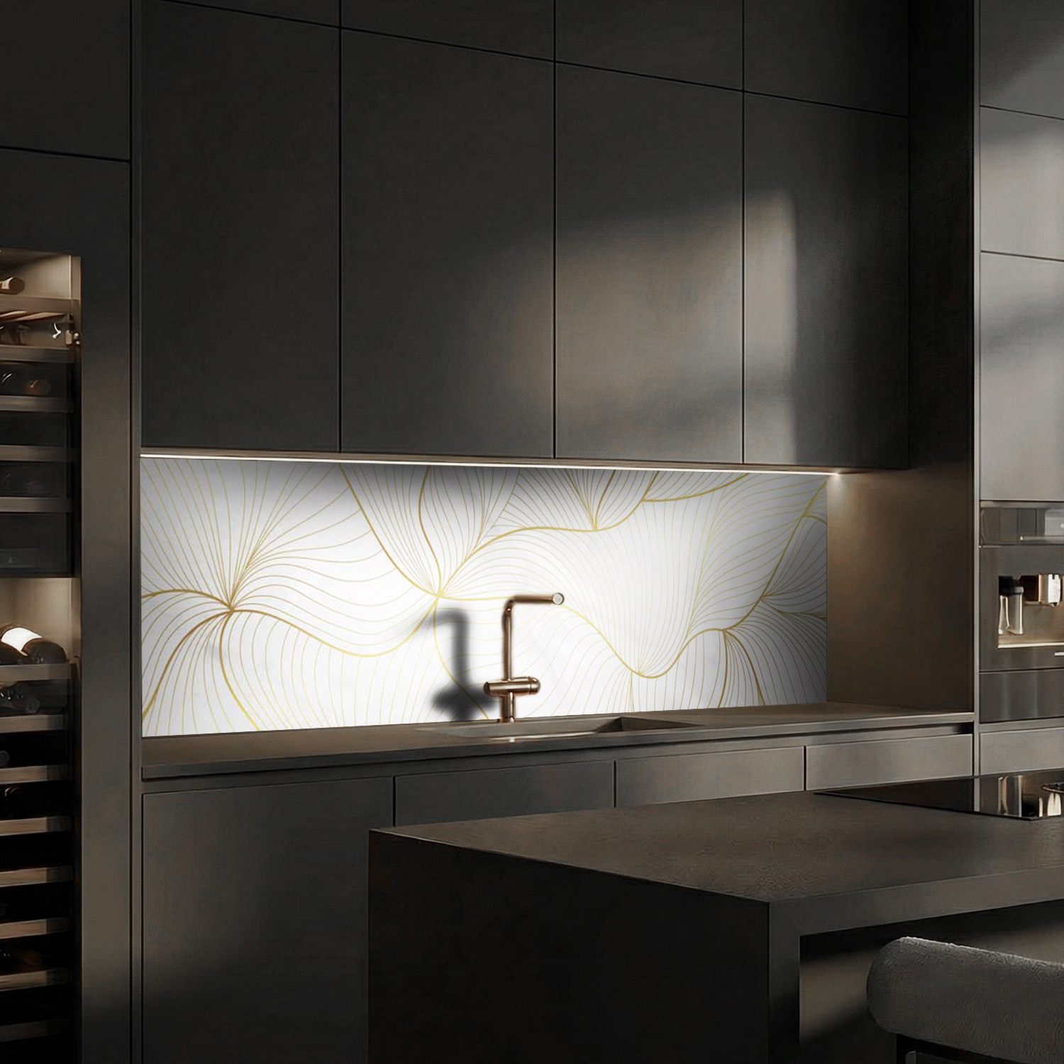 Küchenrückwand mit Abstrakt V2 Motiv als Fliesenersatz und Spritzschutz