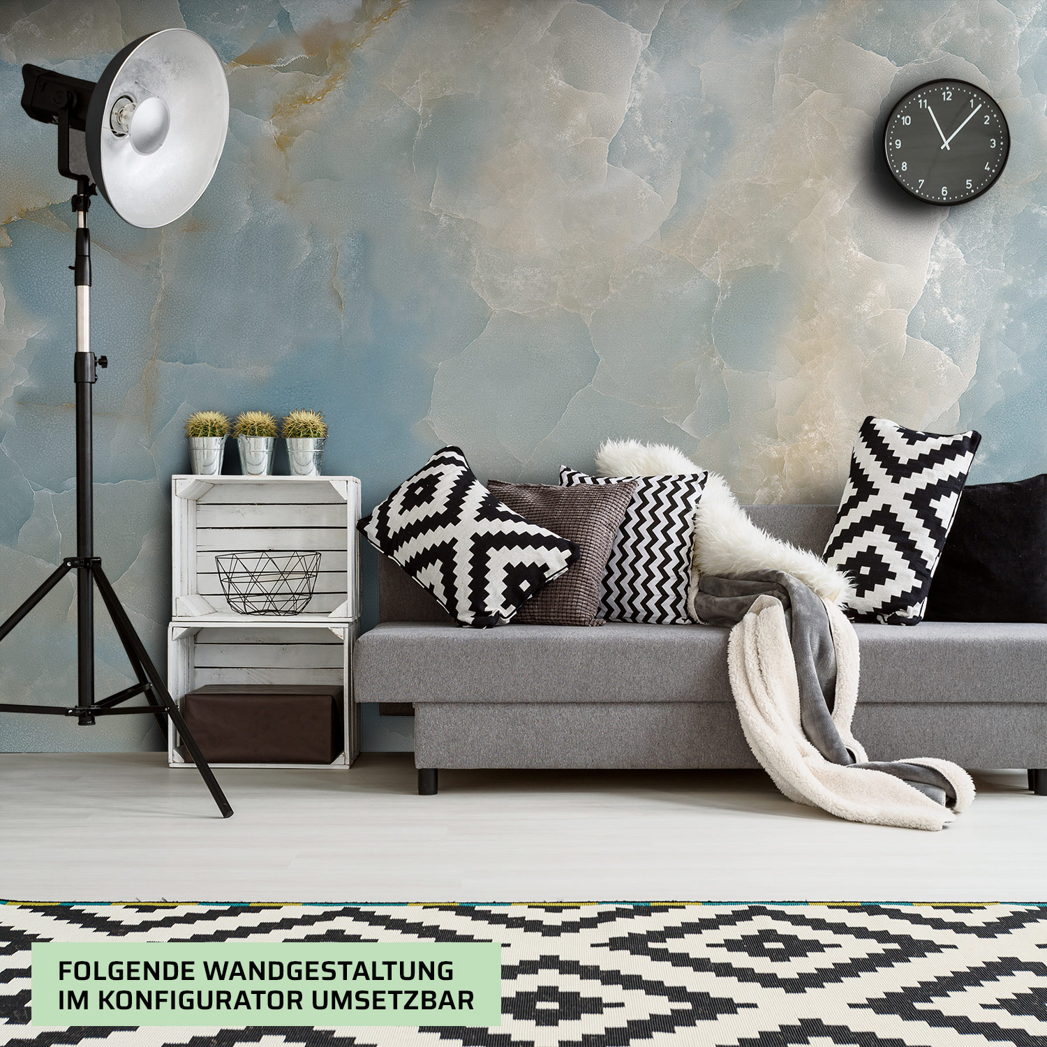 Wandverkleidung für das Wohnzimmer mit Marmor V8 Motiv