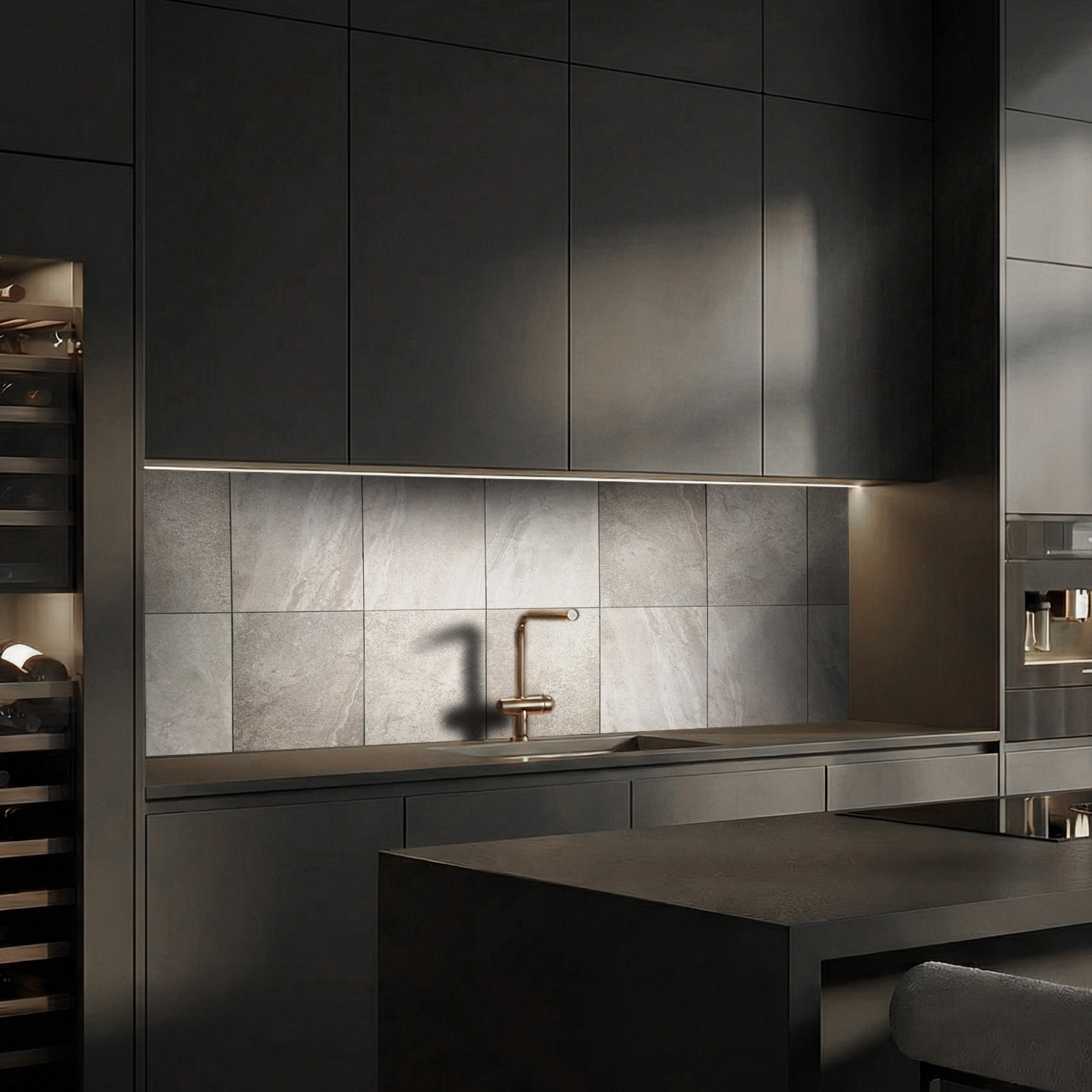 Küchenrückwand mit Fliesen V3 Motiv als Fliesenersatz und Spritzschutz