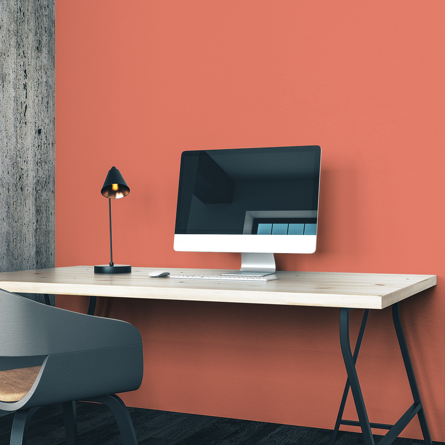 Wandverkleidung für das Büro in Pastellrot Unifarbe