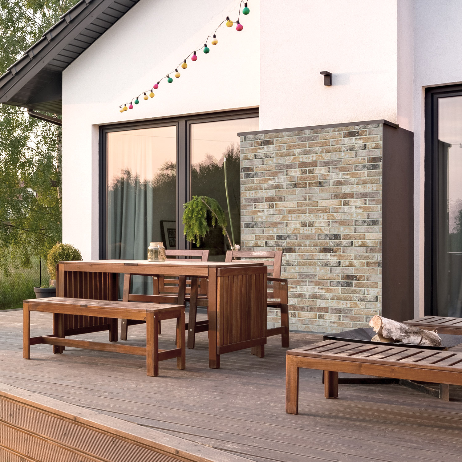 Wandverkleidung für den Outdoorbereich mit Ziegelsteine V2 Motiv Wandverkleidung für den Outdoorbereich mit Ziegelsteine V2 Motiv