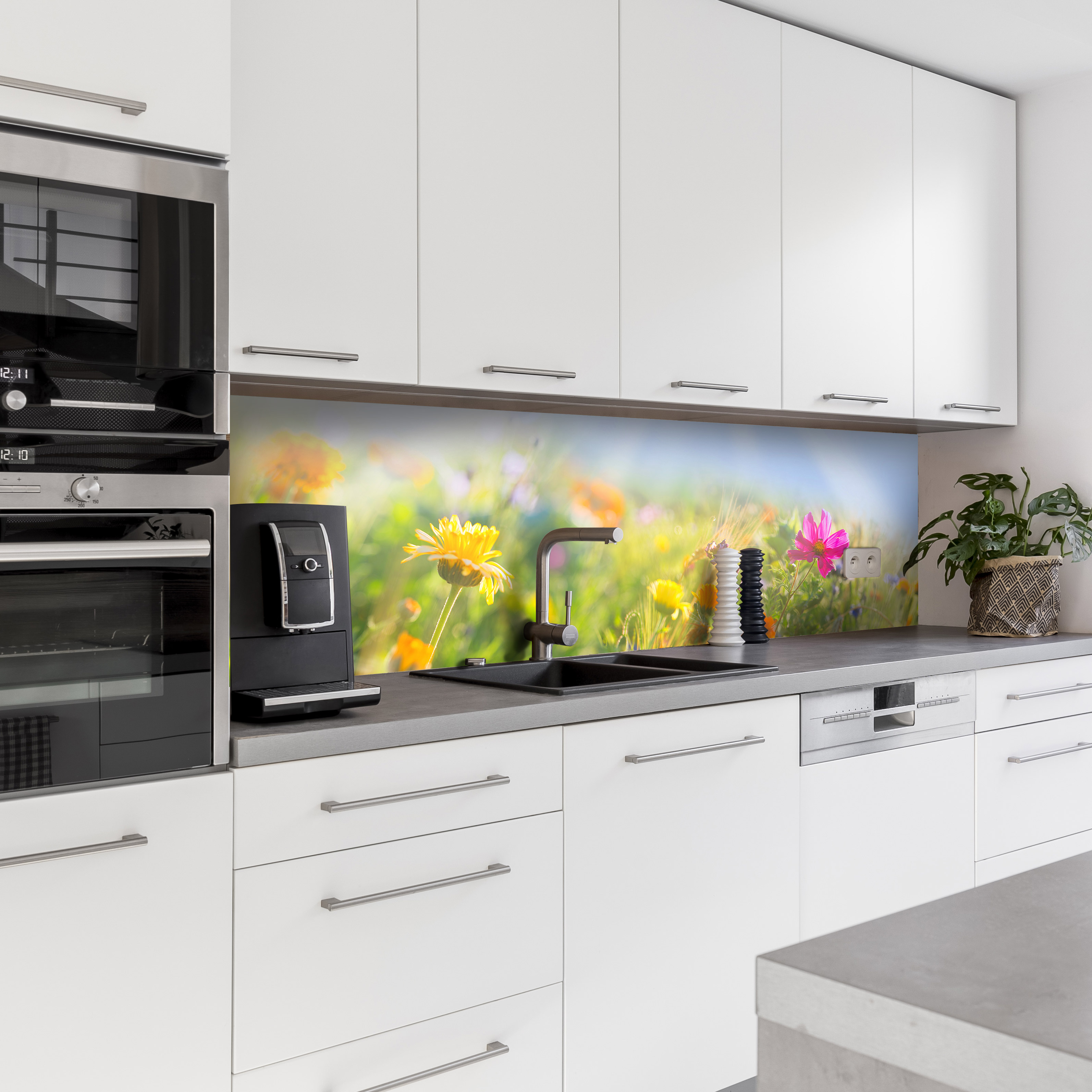 Küchenrückwand mit Blumen V3 Motiv als Fliesenersatz und Spritzschutz