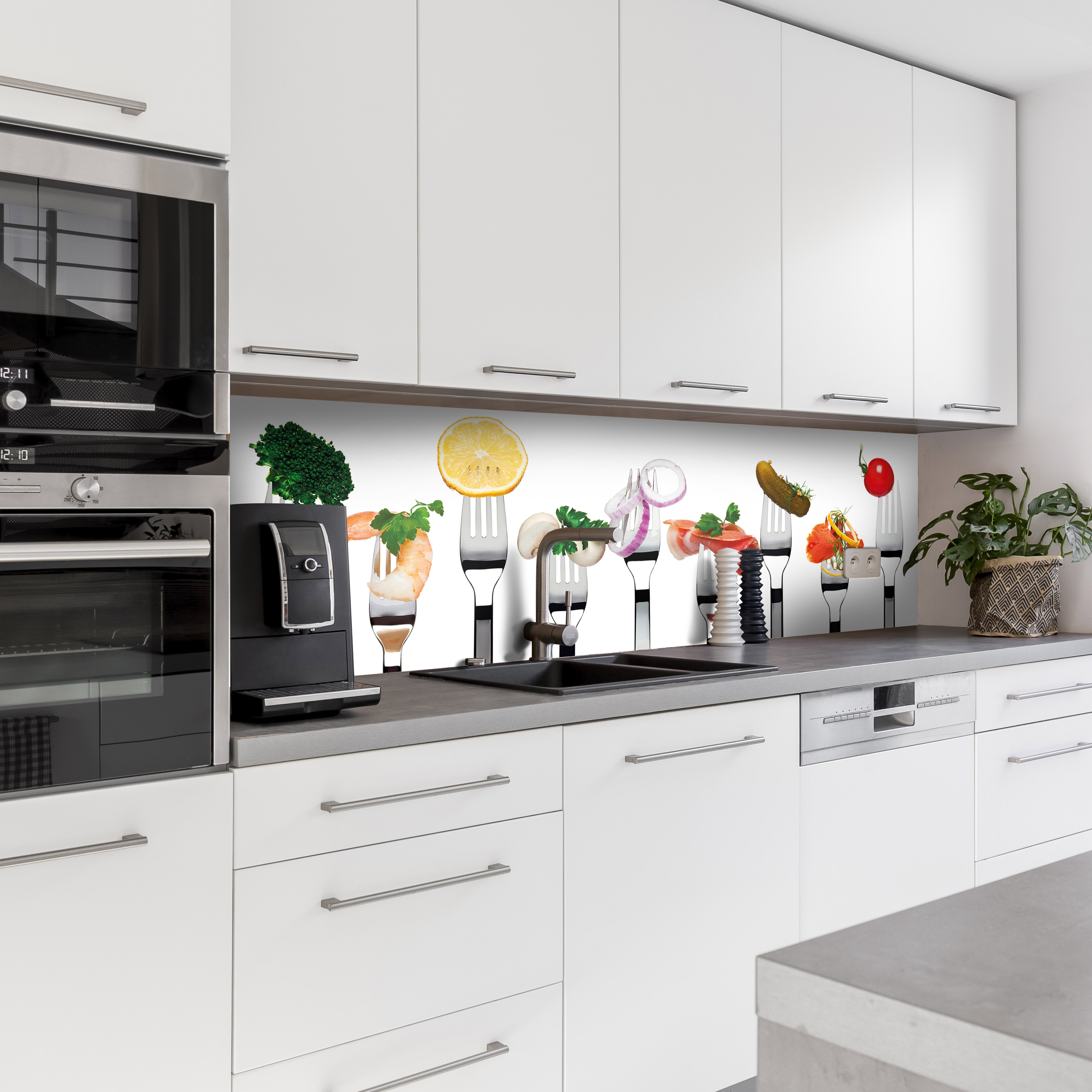 Küchenrückwand mit Obst & Gemüse V7  Motiv als Fliesenersatz und Spritzschutz  Küchenrückwand mit Obst & Gemüse V7  Motiv als Fliesenersatz und Spritzschutz
