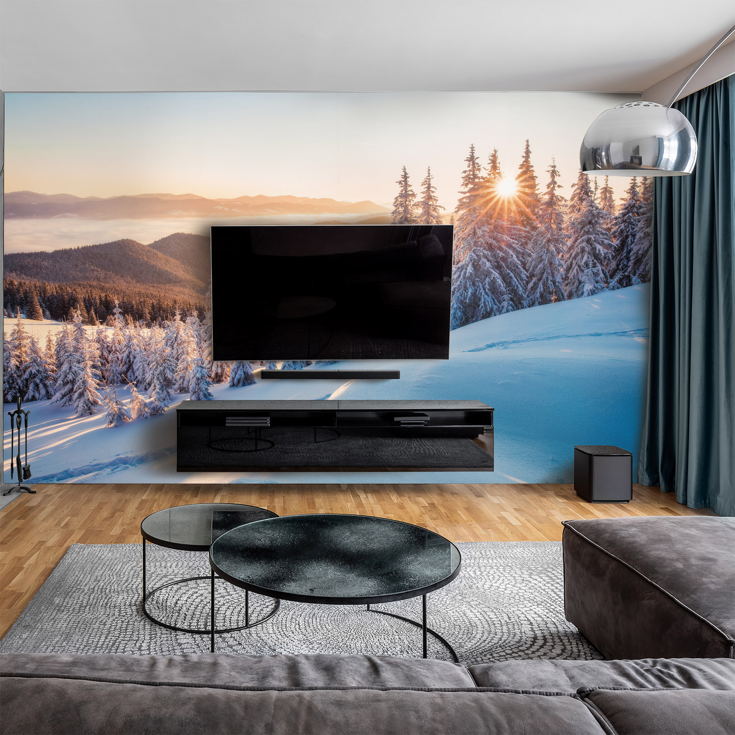 Wandverkleidung für das Wohnzimmer mit Winter V2 Motiv Wandverkleidung für das Wohnzimmer mit Winter V2 Motiv