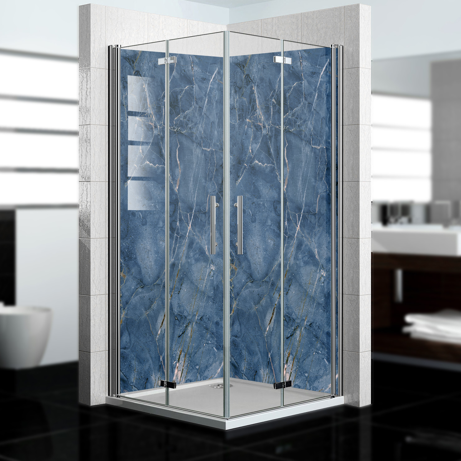 Duschrückwand mit Marmor V6 Motiv, als Badrückwand zum Fliesenersatz Duschrückwand mit Marmor V6 Motiv, als Badrückwand zum Fliesenersatz