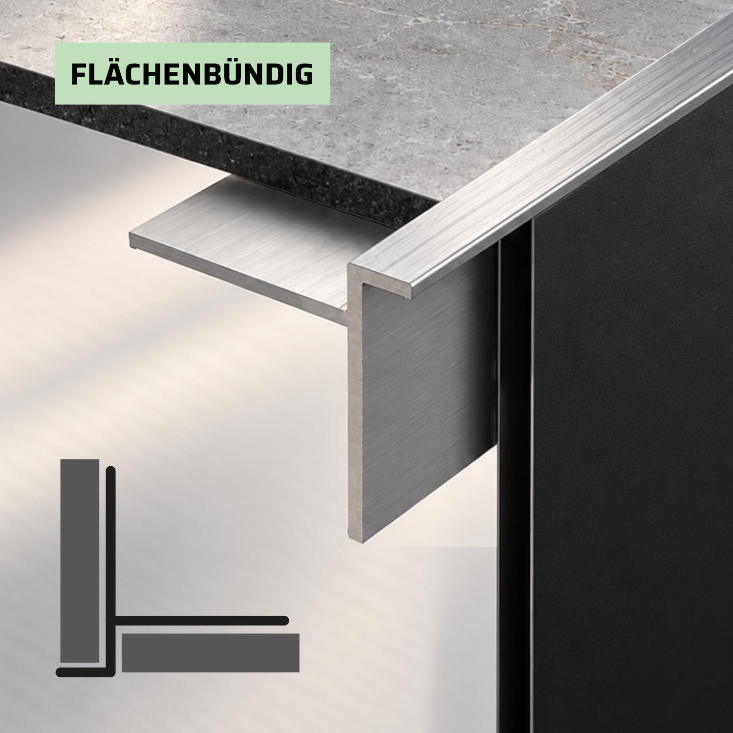 Aluminium Eckprofile: Außen - für 3mm Rückwände