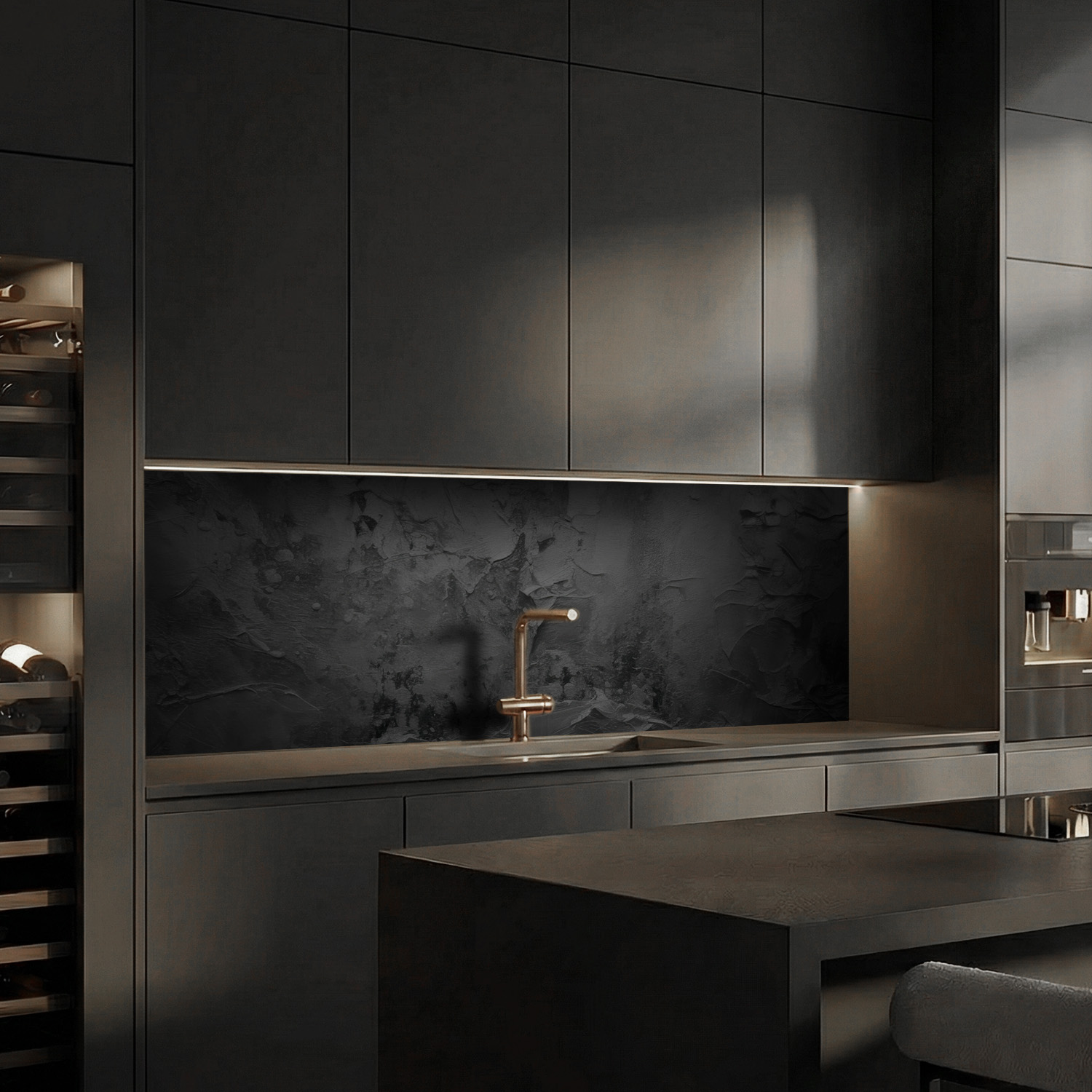 Küchenrückwand mit Beton V8 Motiv als Fliesenersatz und Spritzschutz