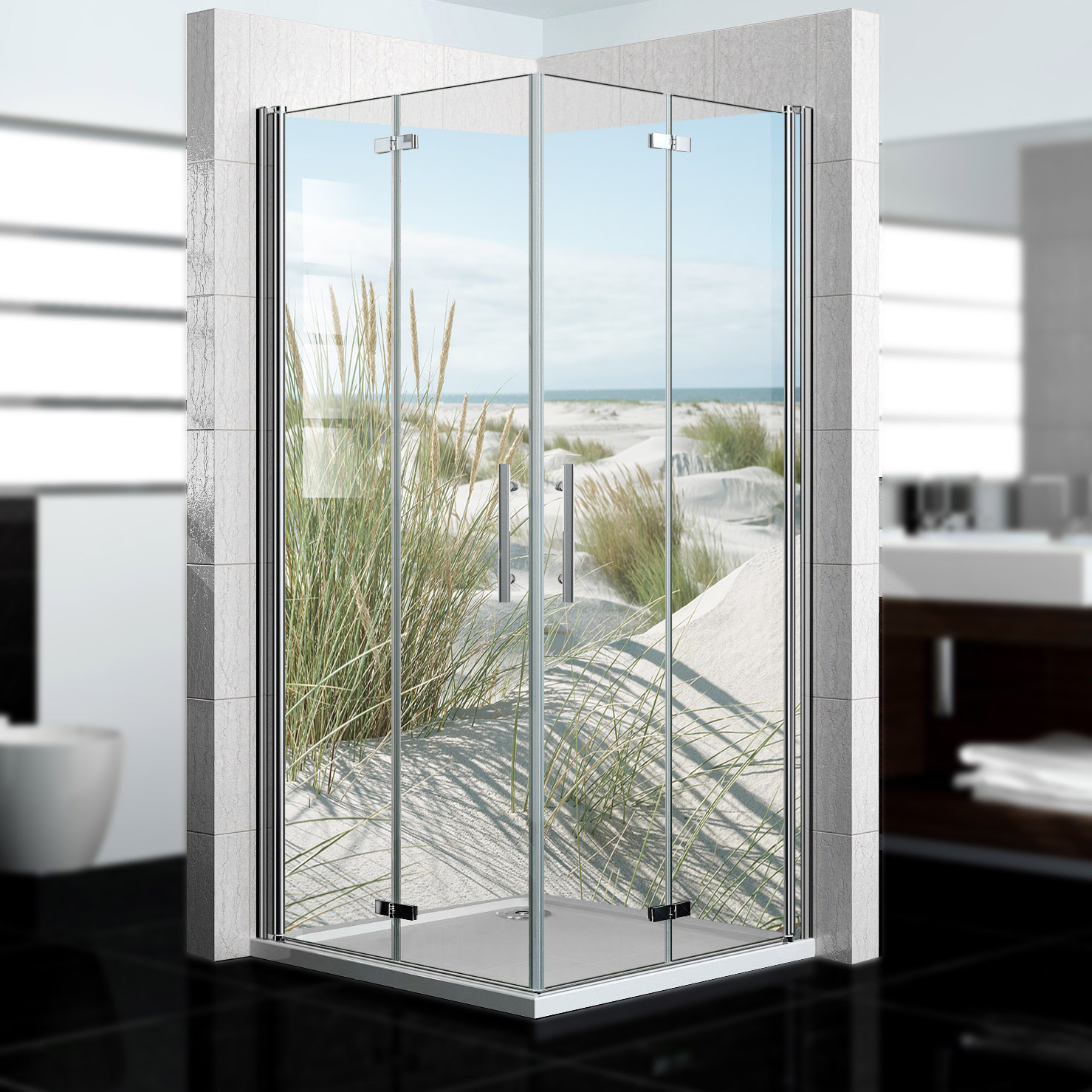 Duschrückwand mit Dünengras V8 Motiv, als Badrückwand zum Fliesenersatz Duschrückwand mit Dünengras V8 Motiv, als Badrückwand zum Fliesenersatz