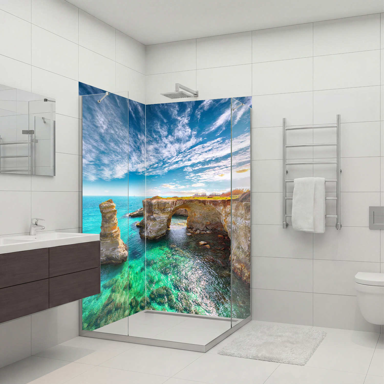 Duschrückwand mit Klippen V1 Motiv