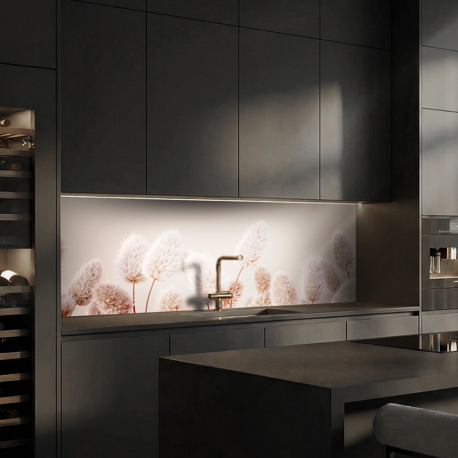 Küchenrückwand mit Blumen V5 Motiv als Fliesenersatz und Spritzschutz