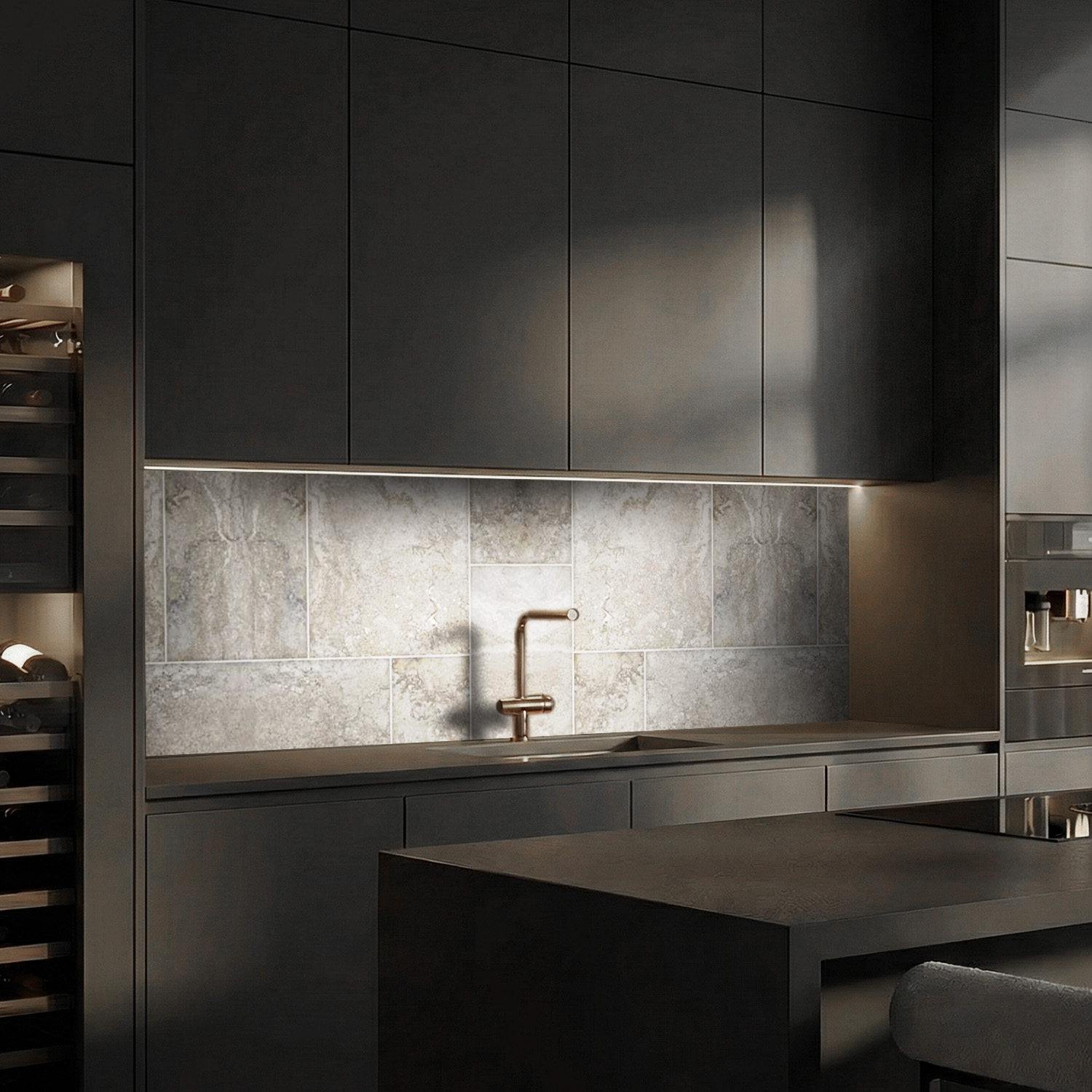 Küchenrückwand mit Fliesen V6 Motiv als Fliesenersatz und Spritzschutz