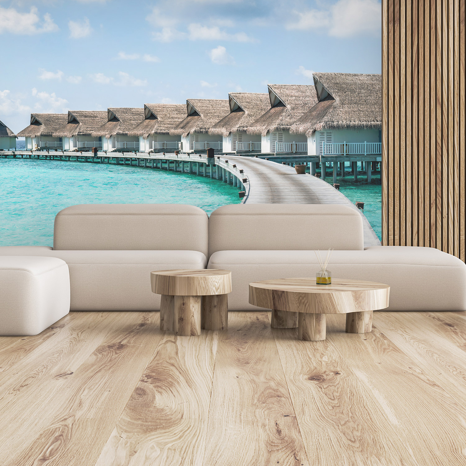 Wandverkleidung für deine Lounge mit Malediven V1 Motiv Wandverkleidung für deine Lounge mit Malediven V1 Motiv