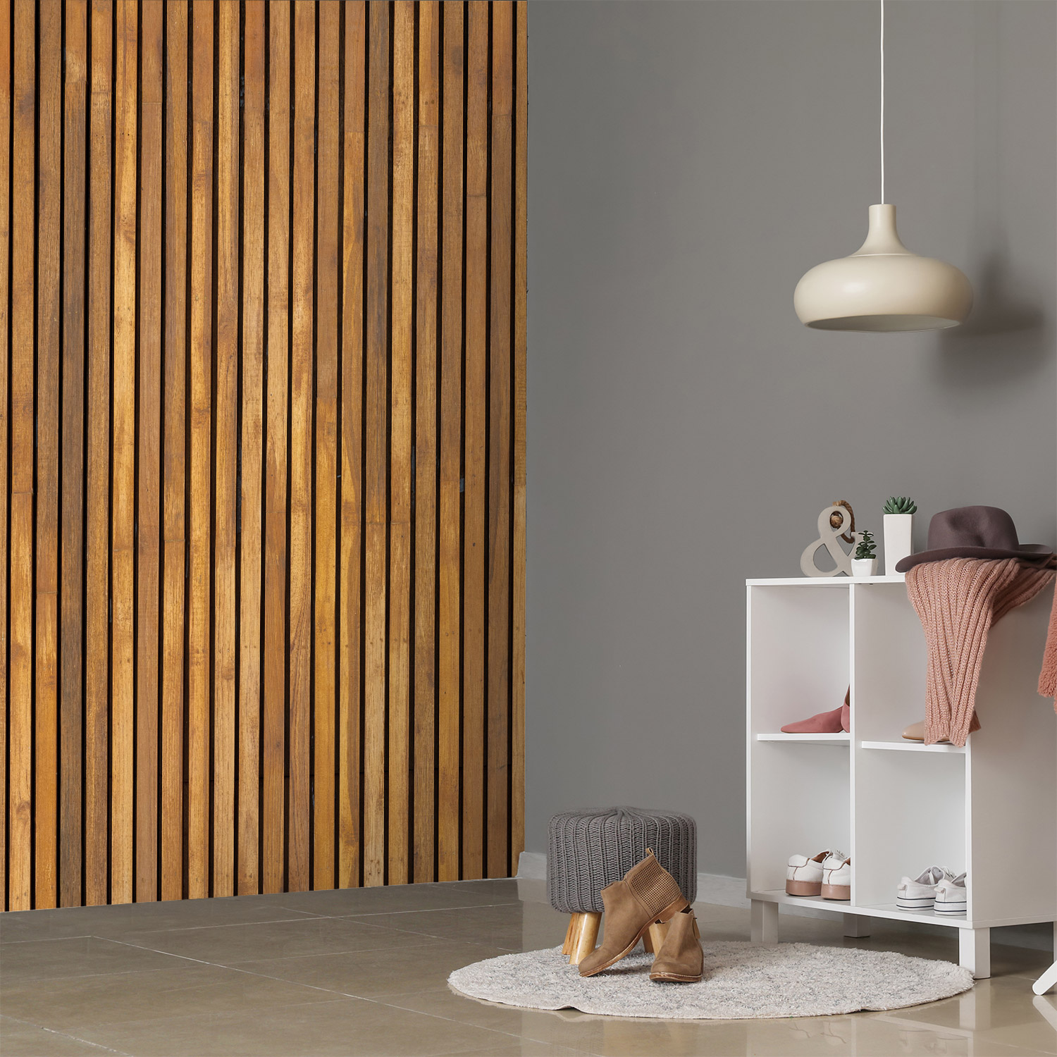 Wandverkleidung und Dekowand für Foyer/Flur mit Holz V6 Motiv