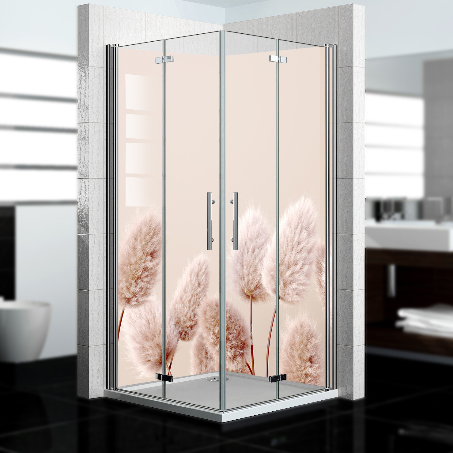 Duschrückwand mit Blumen V3 Motiv, als Badrückwand zum Fliesenersatz Duschrückwand mit Blumen V3 Motiv, als Badrückwand zum Fliesenersatz