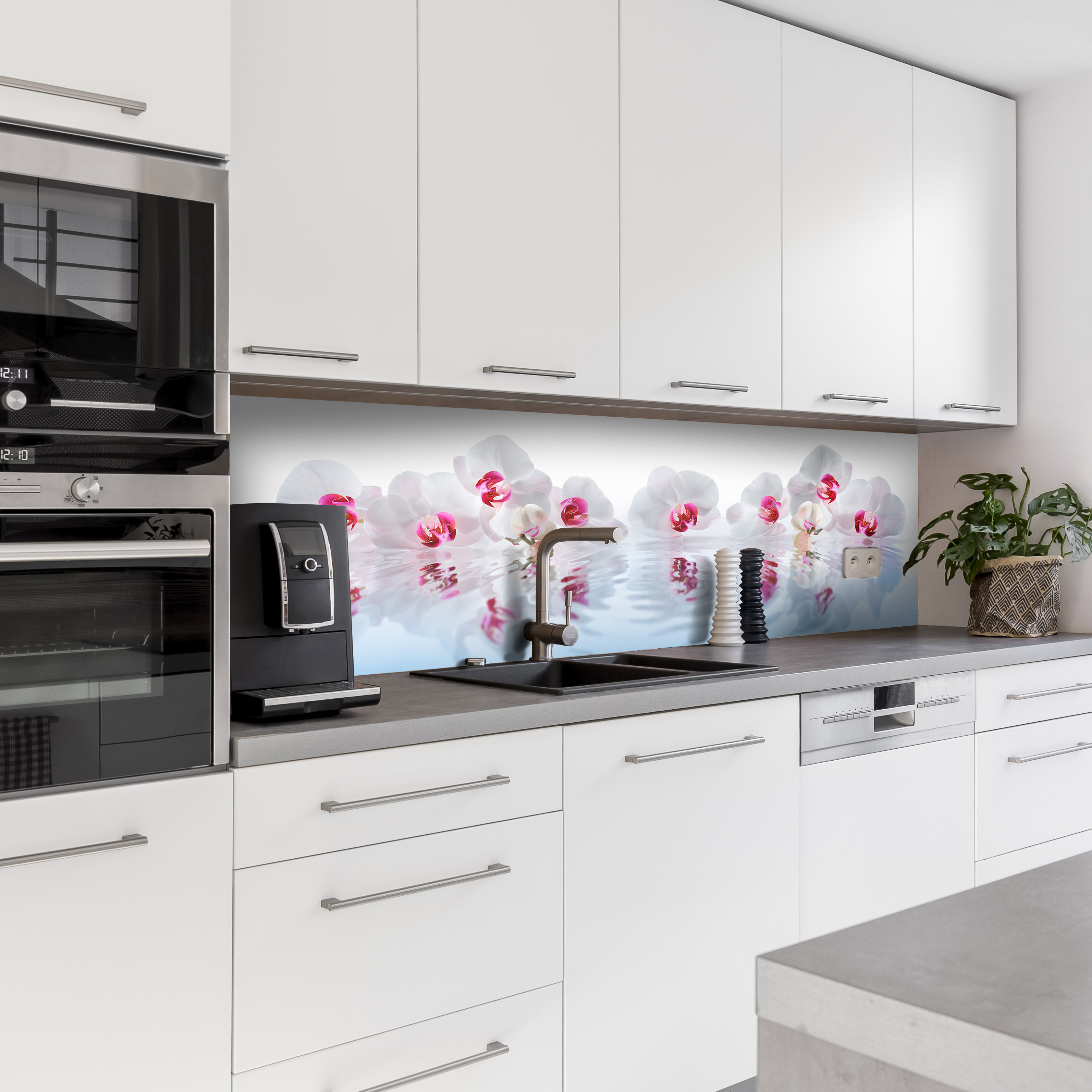 Küchenrückwand mit Blumen V1 Motiv als Fliesenersatz und Spritzschutz