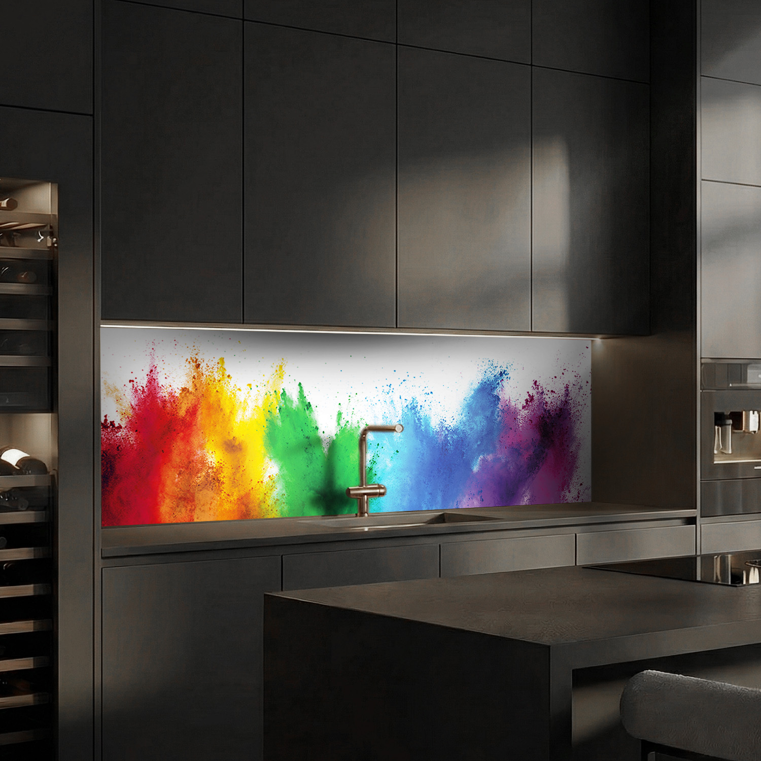 Küchenrückwand mit Abstrakt V4 Motiv als Fliesenersatz und Spritzschutz