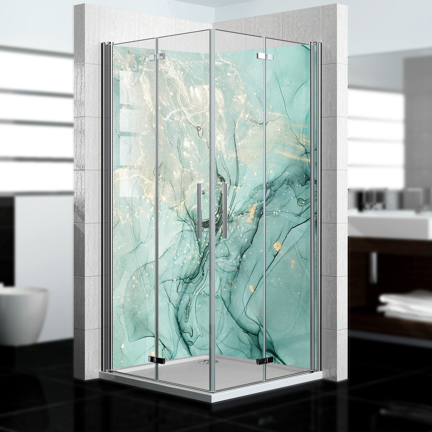 Duschrückwand mit Marmor V19 Motiv, als Badrückwand zum Fliesenersatz Duschrückwand mit Marmor V19 Motiv, als Badrückwand zum Fliesenersatz