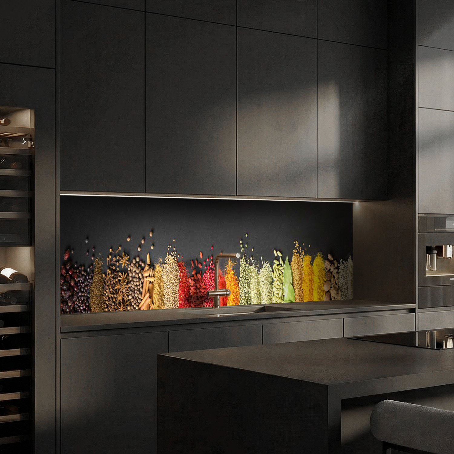 Küchenrückwand mit Gewürze V1 Motiv als Fliesenersatz und Spritzschutz
