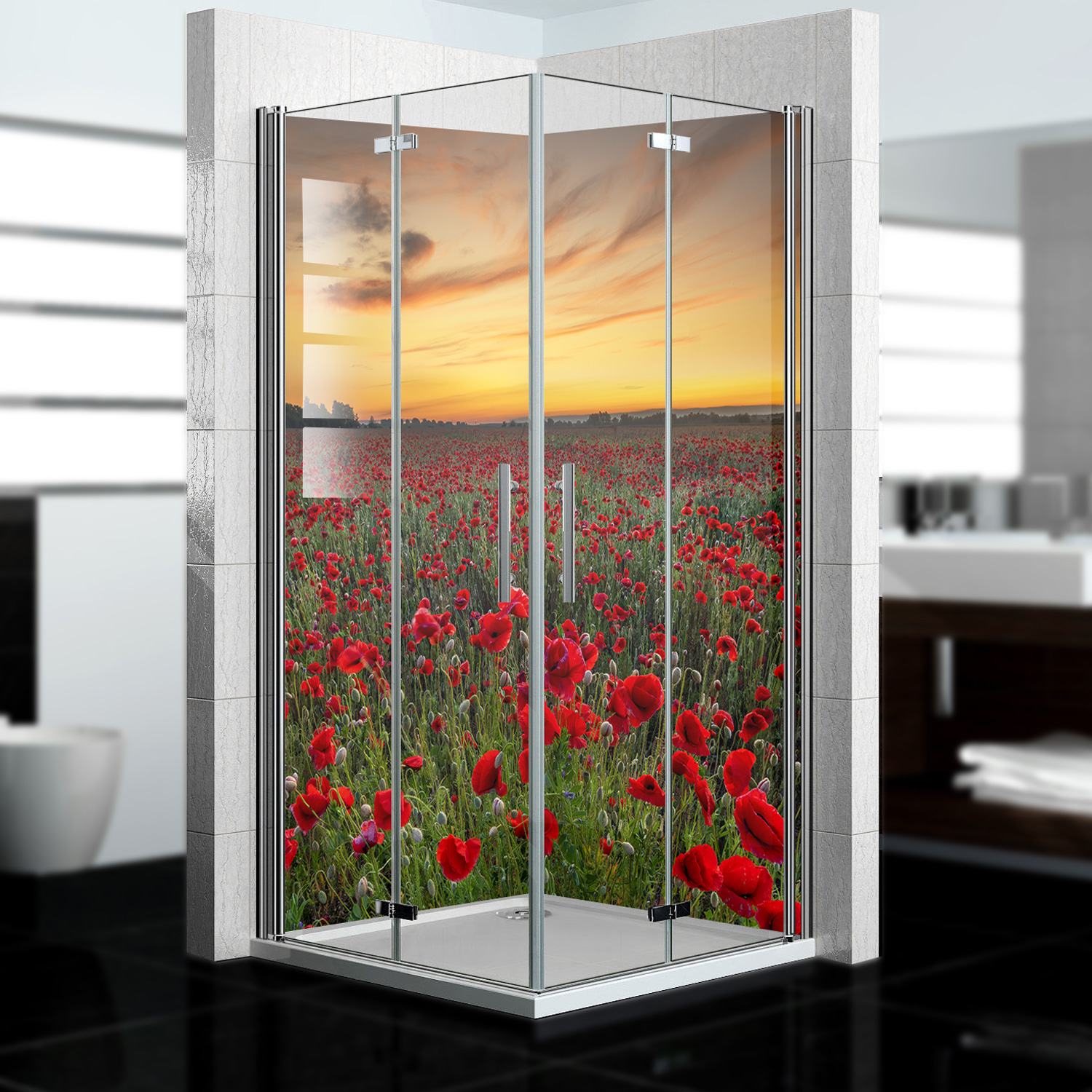 Duschrückwand mit Blumen V2 Motiv, als Badrückwand zum Fliesenersatz Duschrückwand mit Blumen V2 Motiv, als Badrückwand zum Fliesenersatz