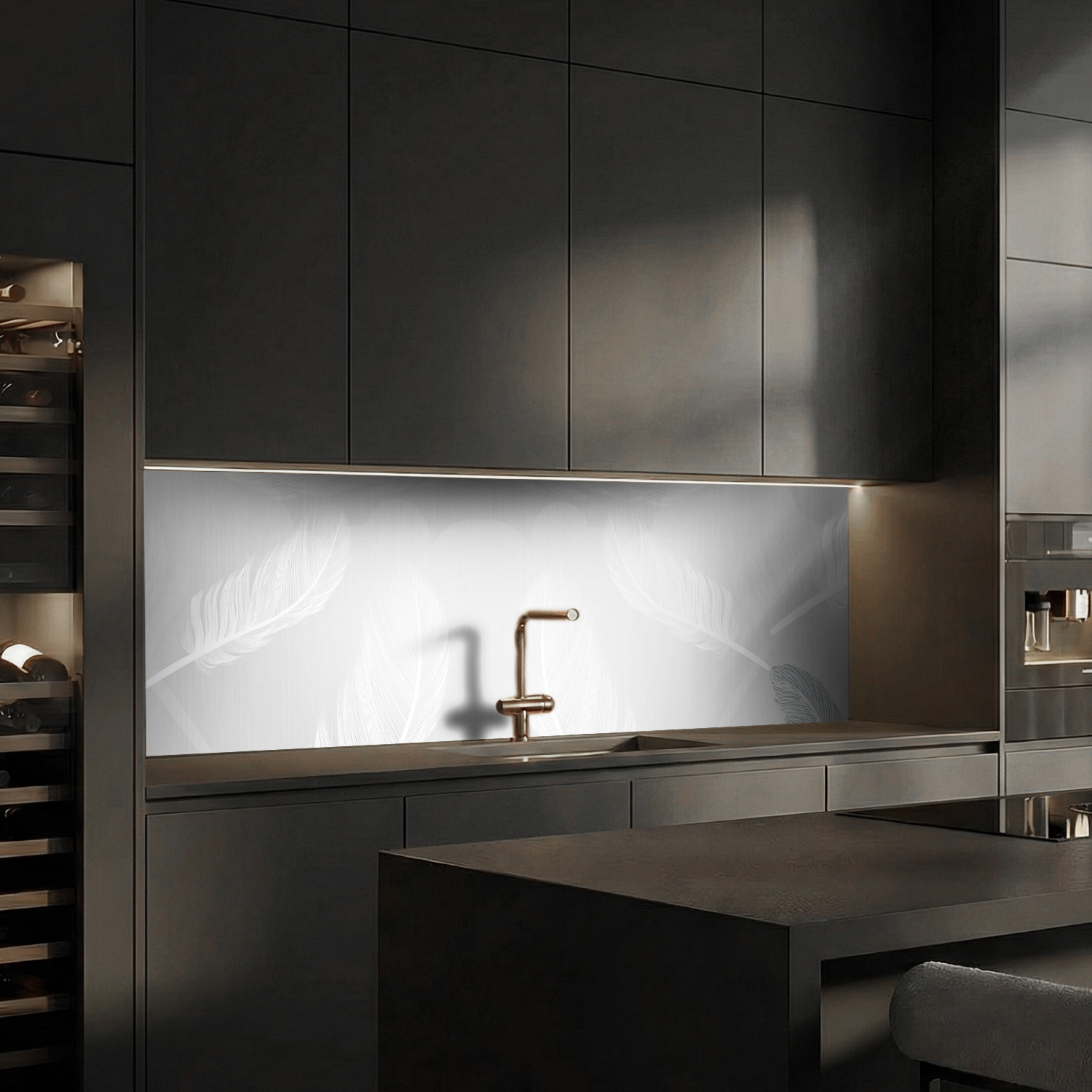 Küchenrückwand mit Kunst V5 Motiv als Fliesenersatz und Spritzschutz