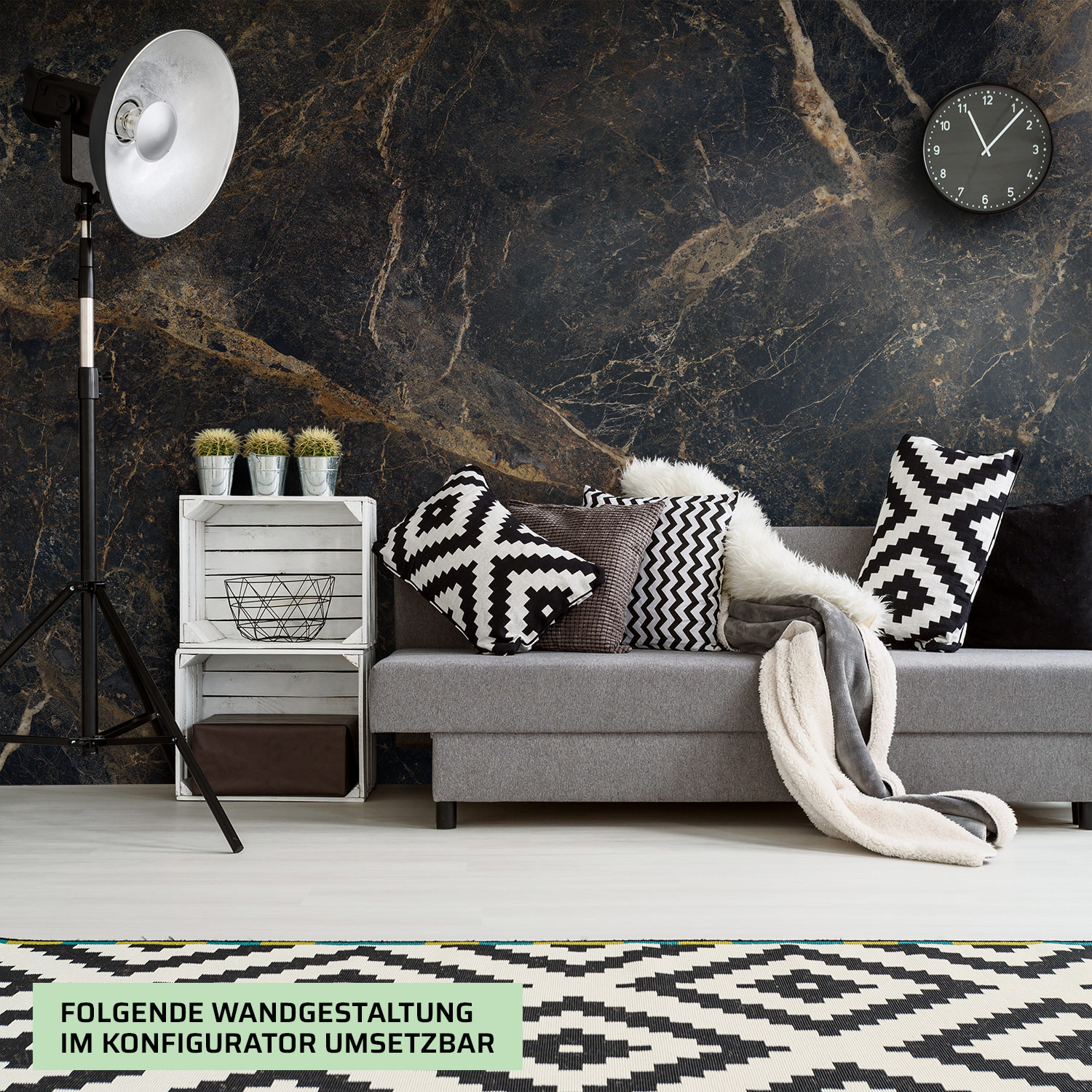 Wandverkleidung für das Wohnzimmer mit Marmor V2 Motiv