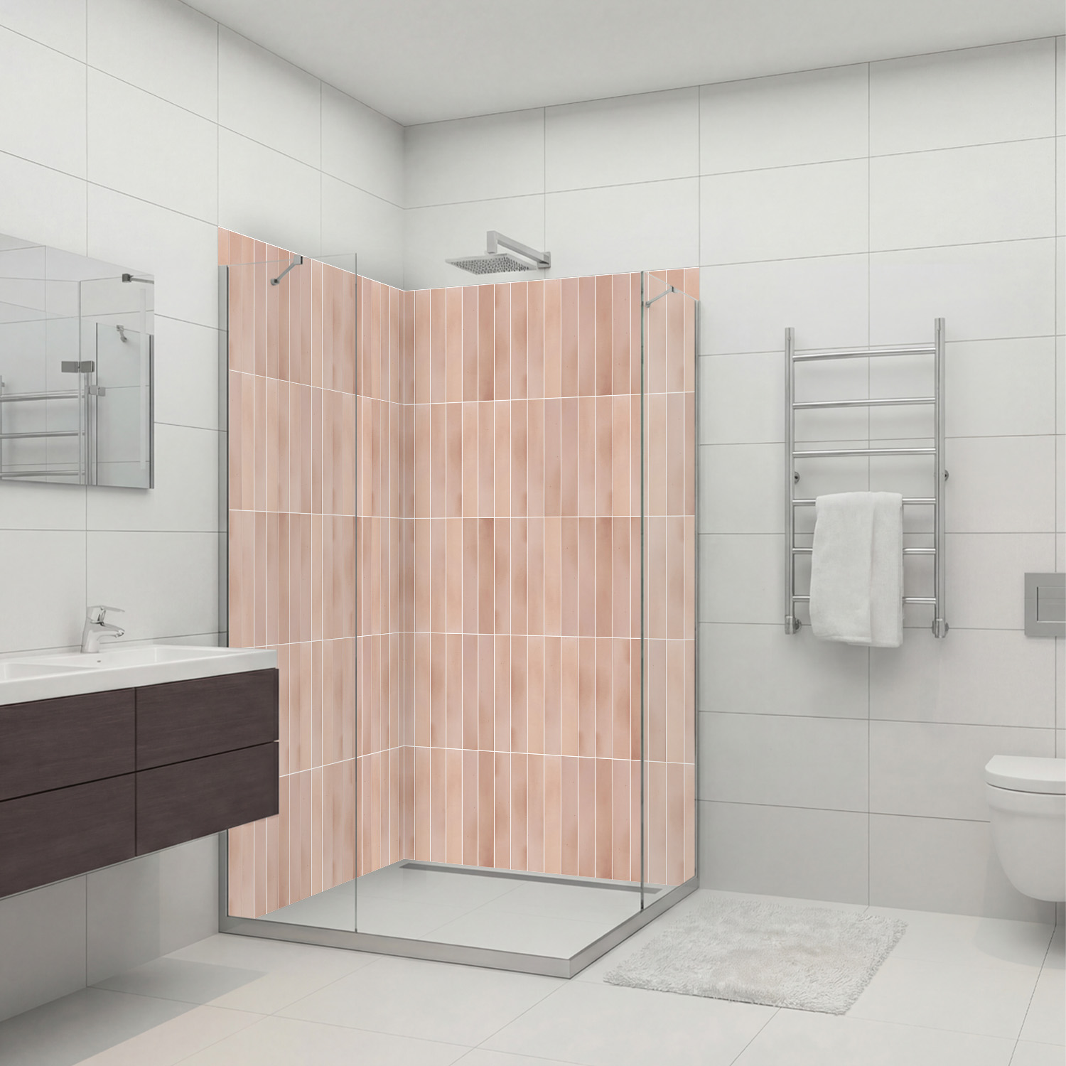 Duschrückwand mit Fliesen V7 Motiv, als Badrückwand zum Fliesenersatz