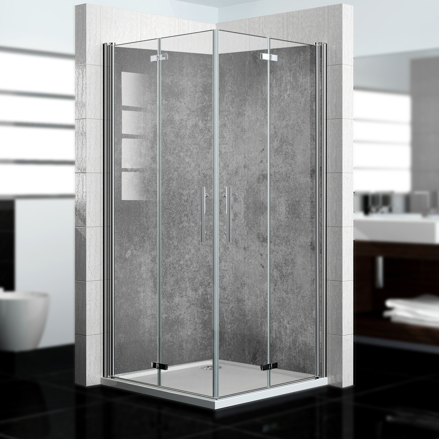 Duschrückwand mit Beton V2 Motiv, als Badrückwand zum Fliesenersatz  Duschrückwand mit Beton V2 Motiv, als Badrückwand zum Fliesenersatz