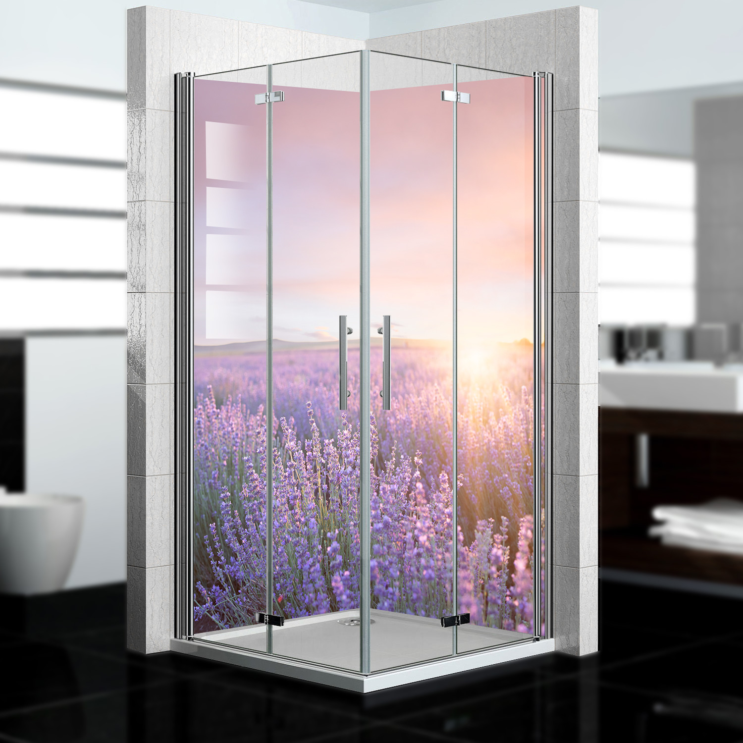 Duschrückwand mit Blumen V1 Motiv, als Badrückwand zum Fliesenersatz Duschrückwand mit Blumen V1 Motiv, als Badrückwand zum Fliesenersatz