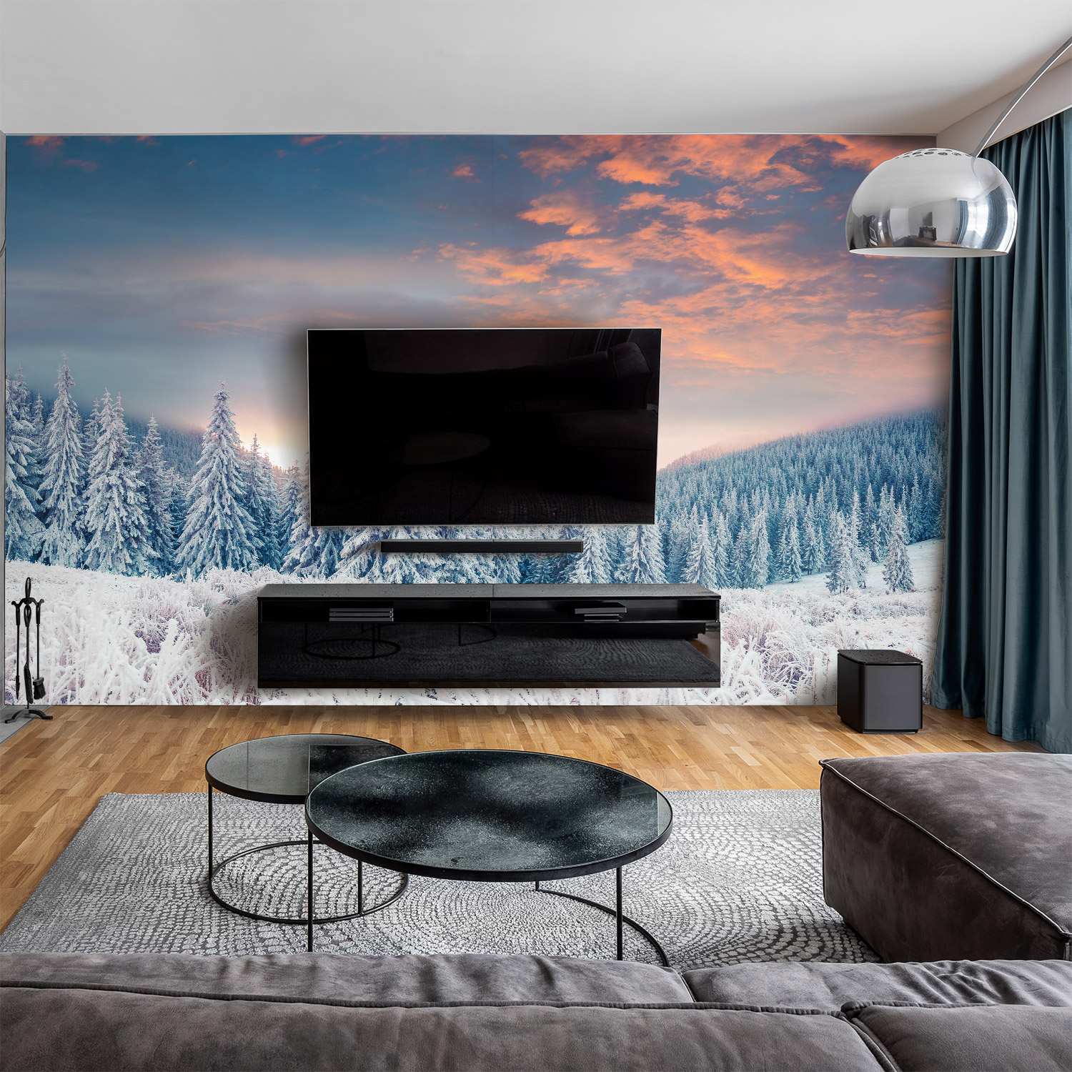 Wandverkleidung für das Wohnzimmer mit Winter V1 Motiv