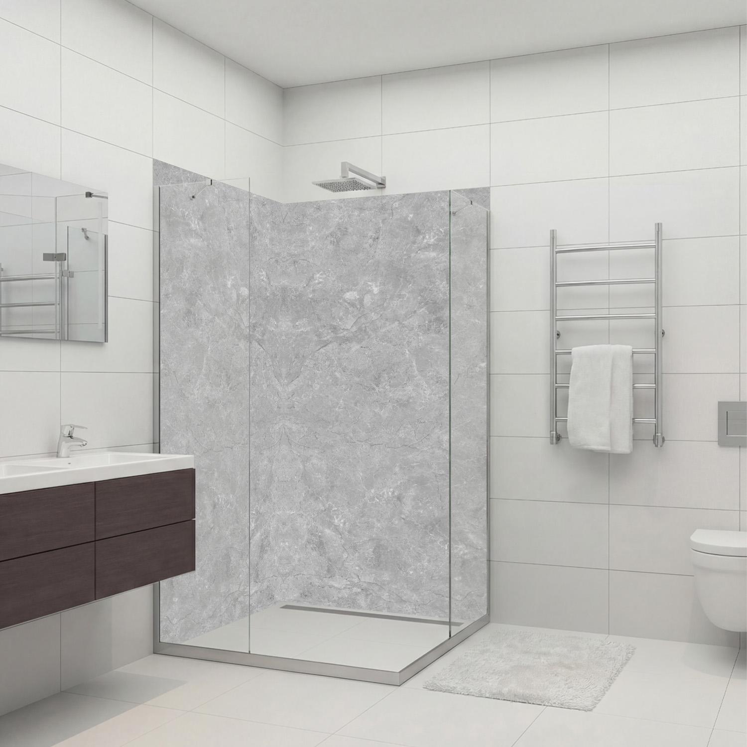 Duschrückwand mit Marmor V24 Motiv, als Badrückwand zum Fliesenersatz