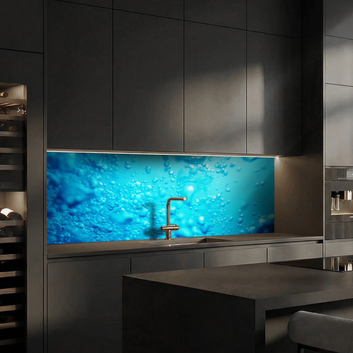 Küchenrückwand mit Wasser V2 Motiv als Fliesenersatz und Spritzschutz