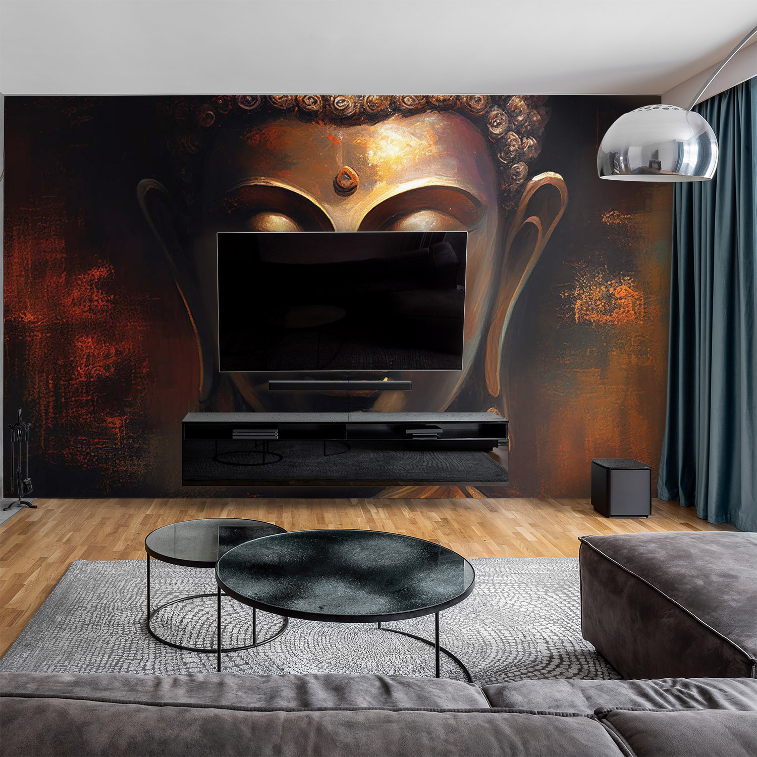 Wandverkleidung für das Wohnzimmer mit Buddha V2 Motiv
