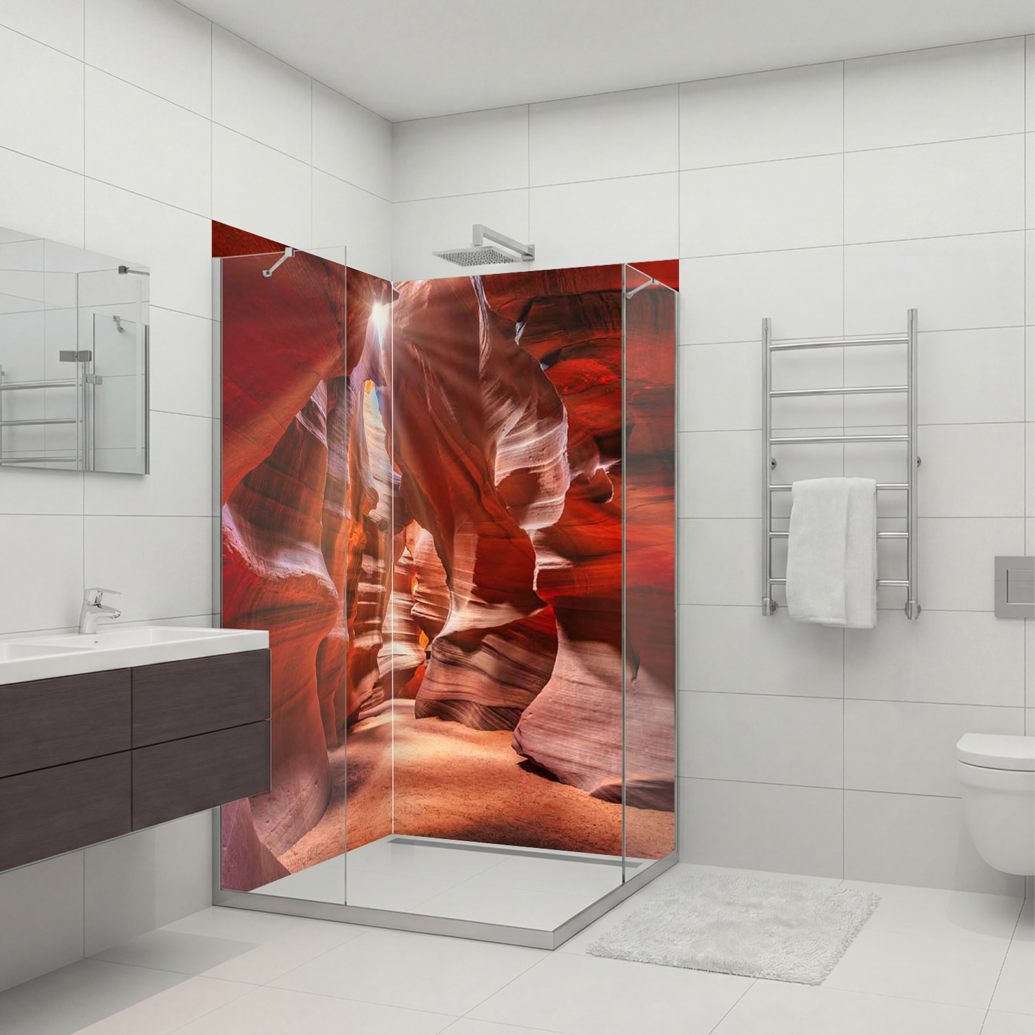 Duschrückwand mit Grand Canyon V1 Motiv, als Badrückwand zum Fliesenersatz