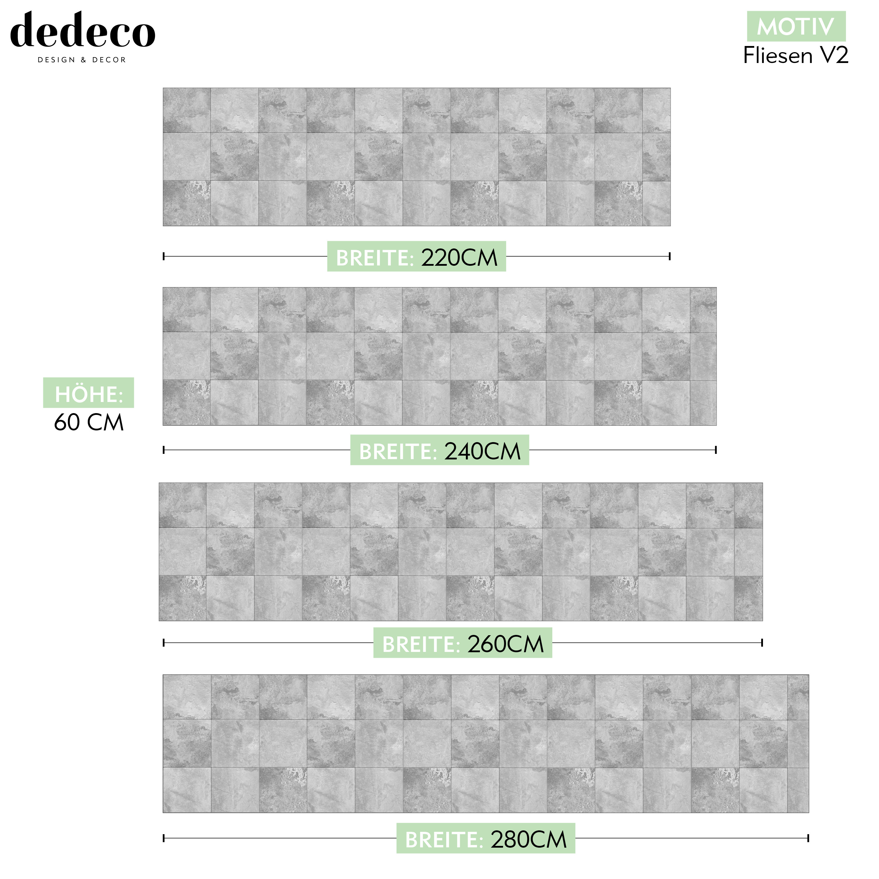 Küchenrückwand mit Fliesen V2 Motiv als Fliesenersatz und Spritzschutz