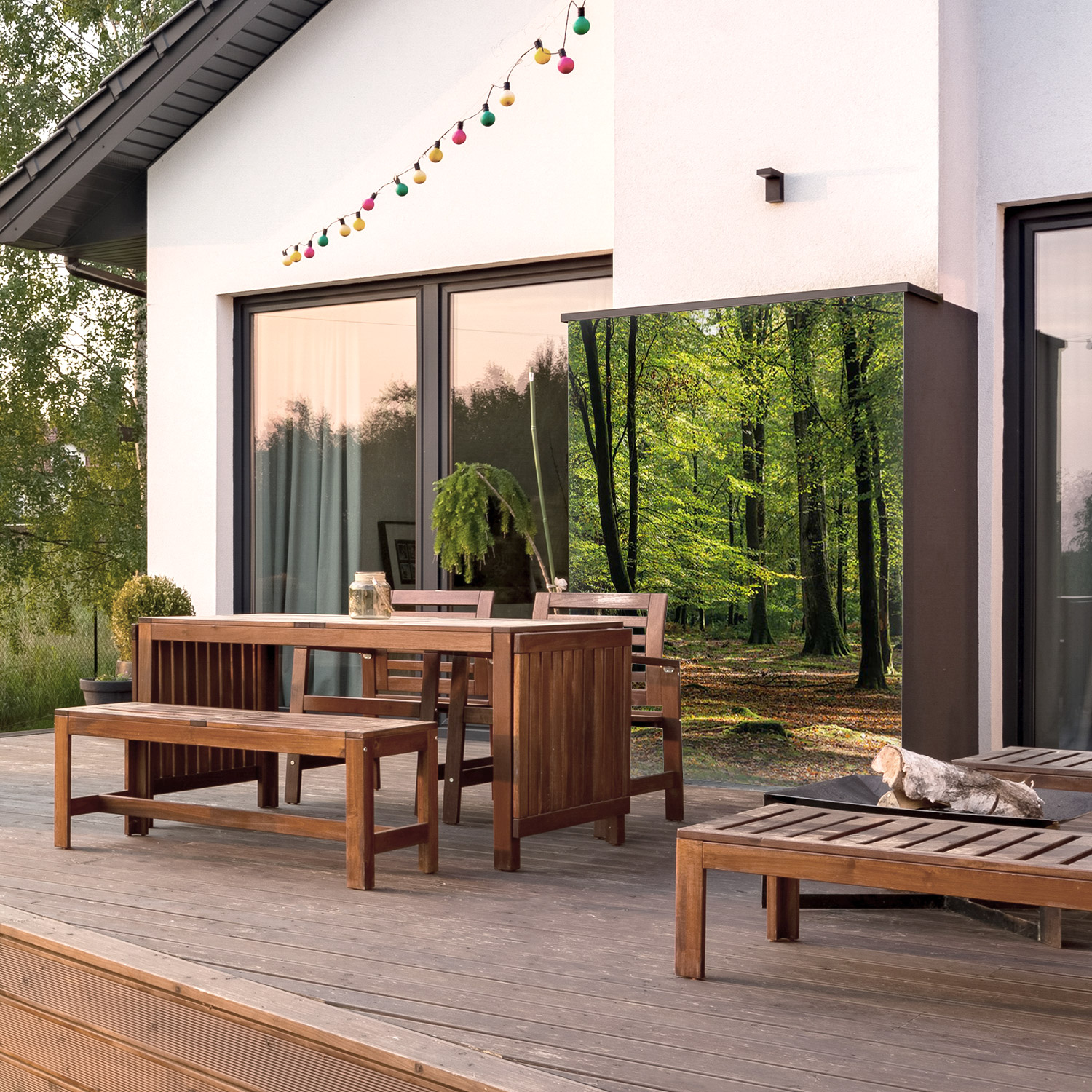 Wandverkleidung für den Outdoorbereich mit Wald V6 Motiv