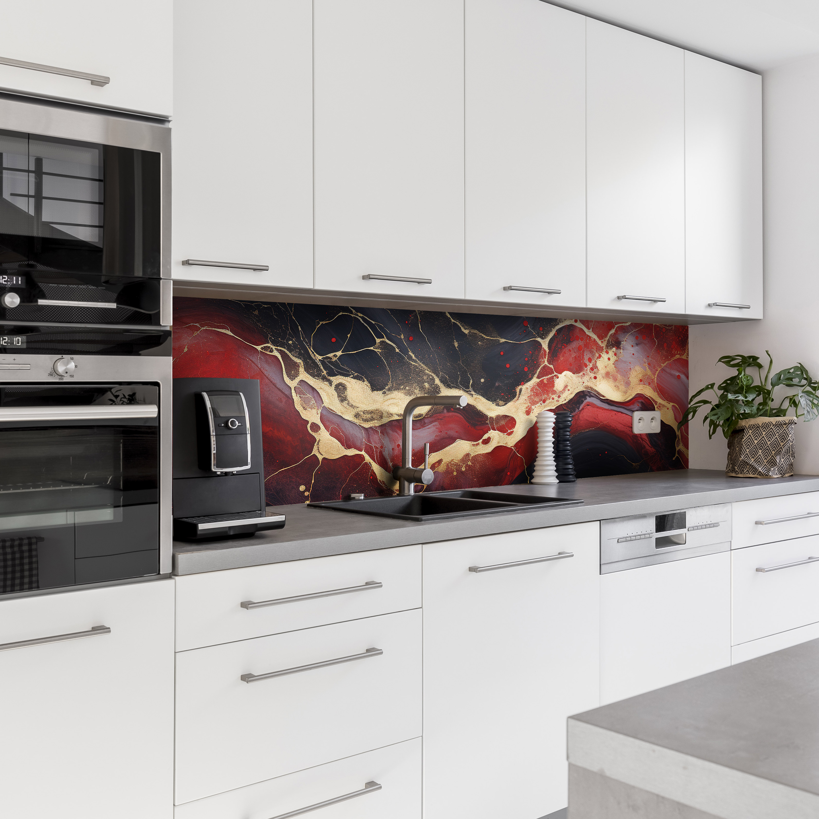 Küchenrückwand mit Marmor V23 Motiv als Fliesenersatz und Spritzschutz 