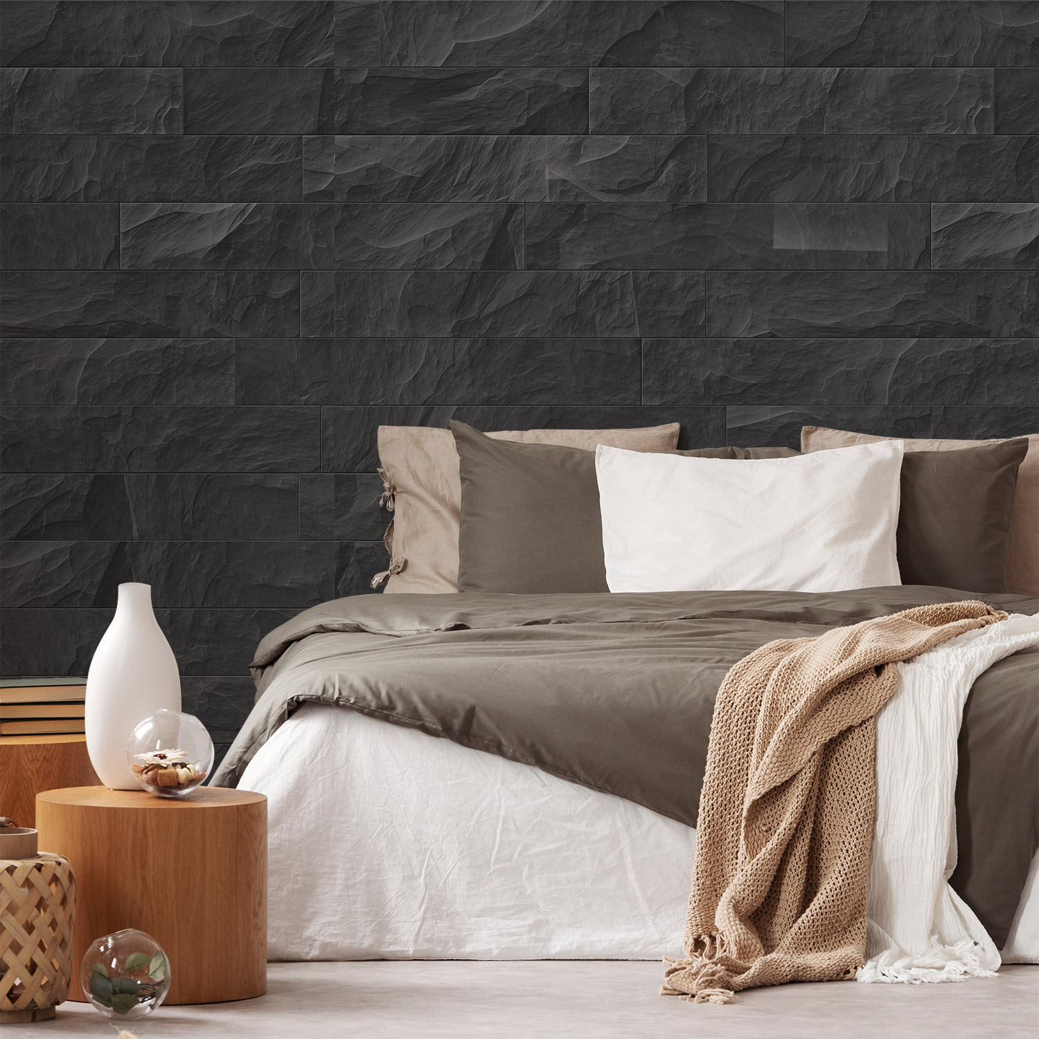 Wandverkleidung für das Schlafzimmer mit Stein V6 Motiv