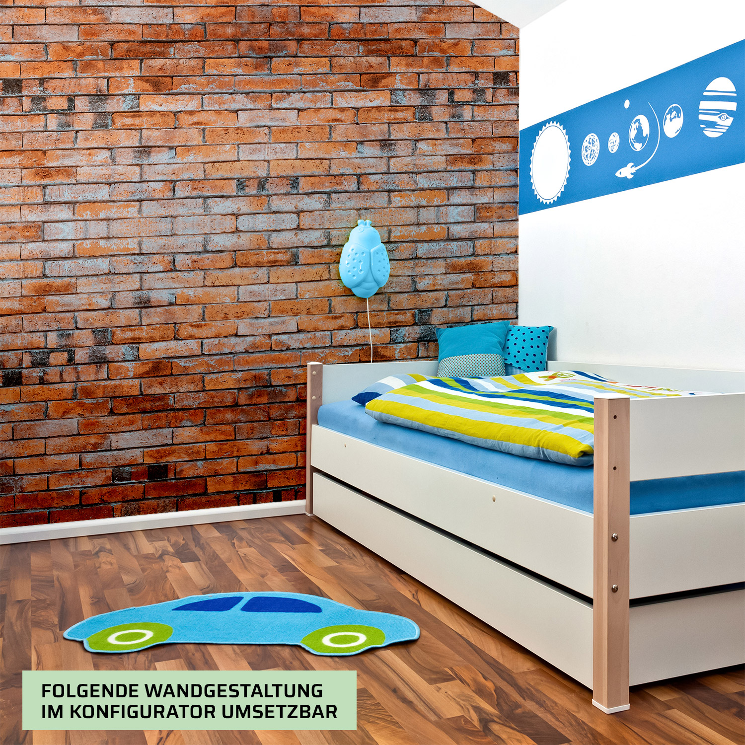 Wandverkleidung für das Kinderzimmer mit Ziegelsteine V1 Motiv