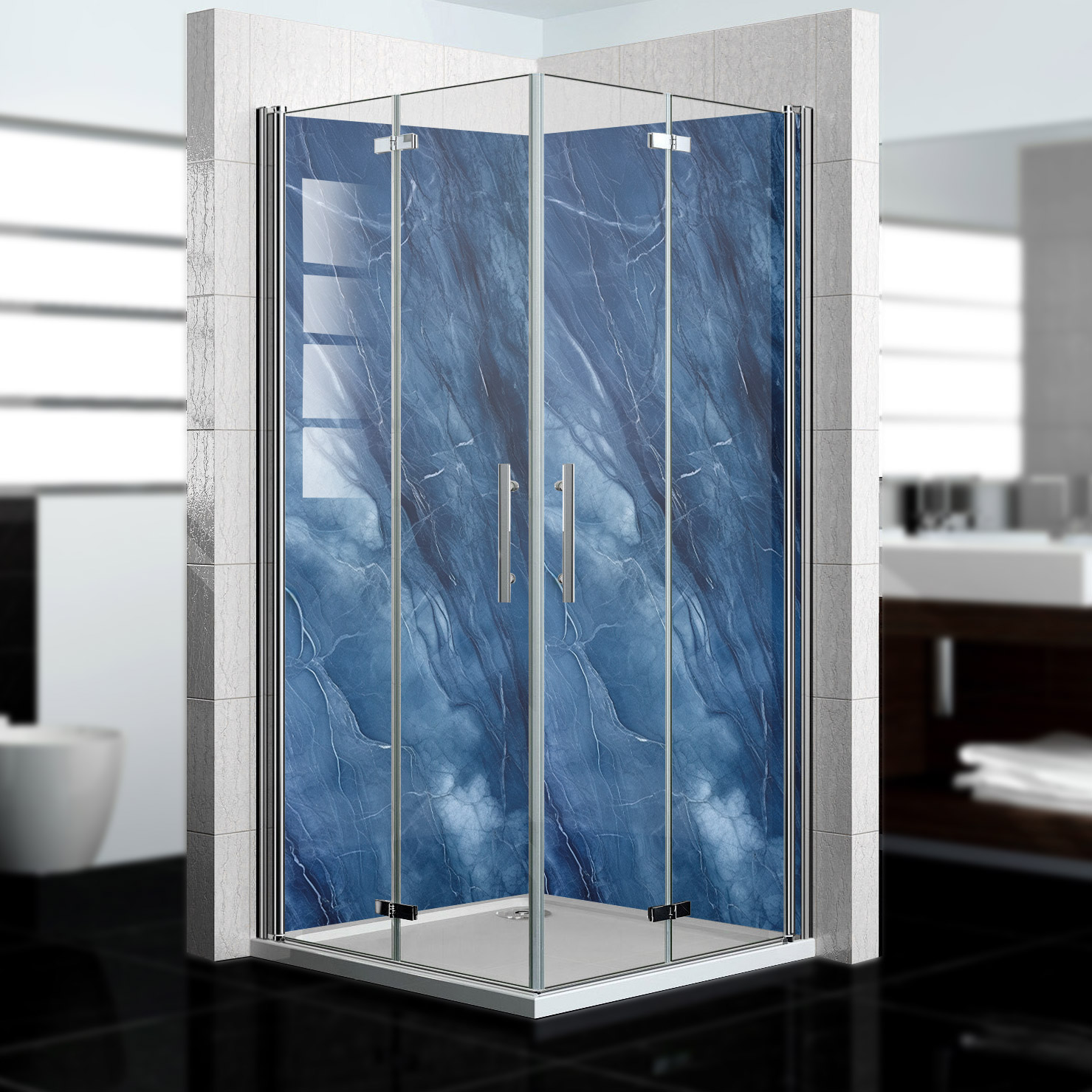 Duschrückwand mit Marmor V22 Motiv, als Badrückwand zum Fliesenersatz Duschrückwand mit Marmor V22 Motiv, als Badrückwand zum Fliesenersatz