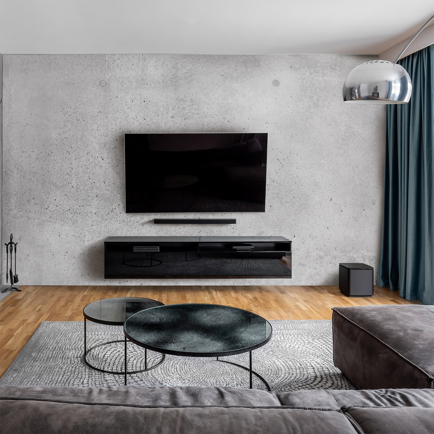 Wandverkleidung für das Wohnzimmer mit Beton V7 Motiv