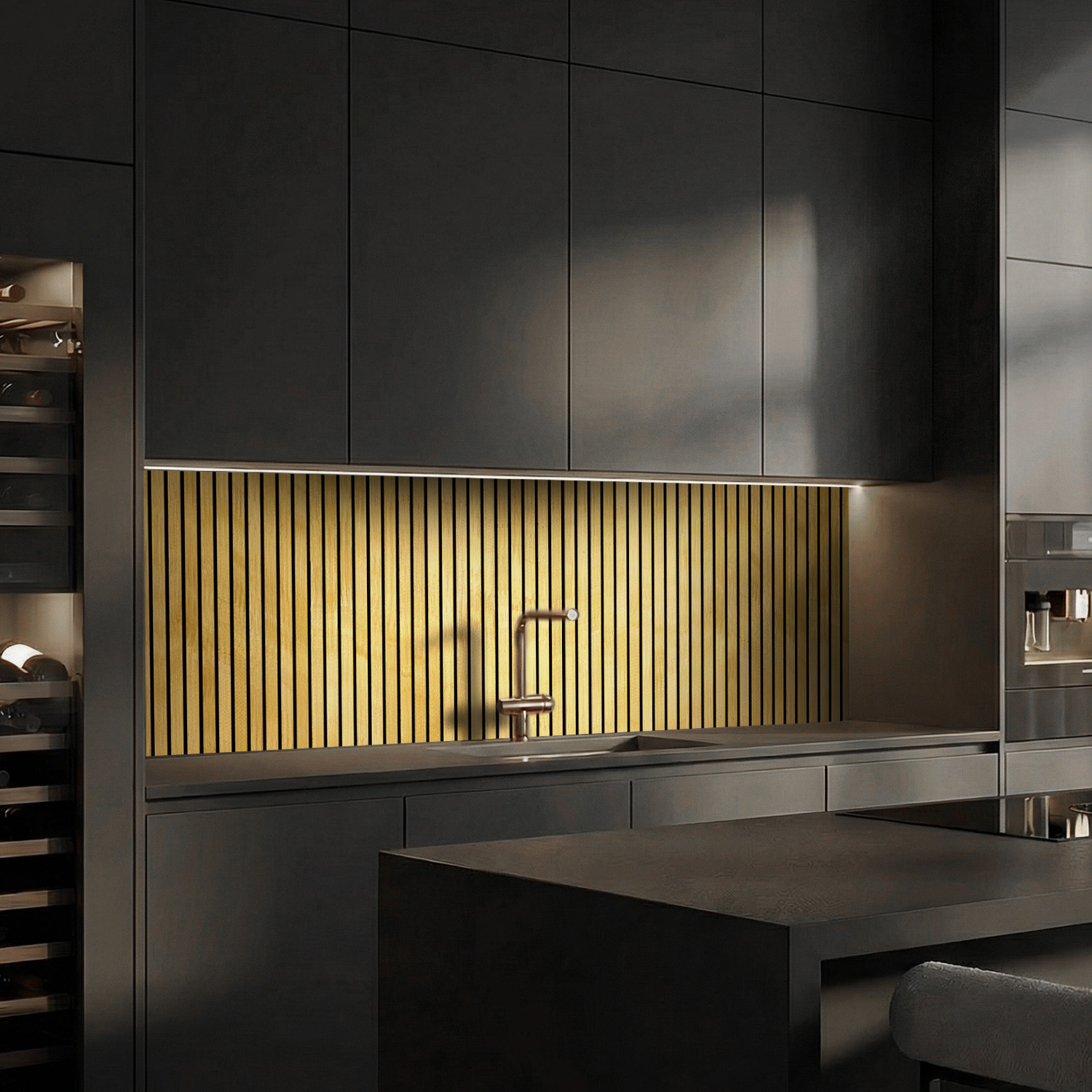 Küchenrückwand mit Holz V7  Motiv als Fliesenersatz und Spritzschutz