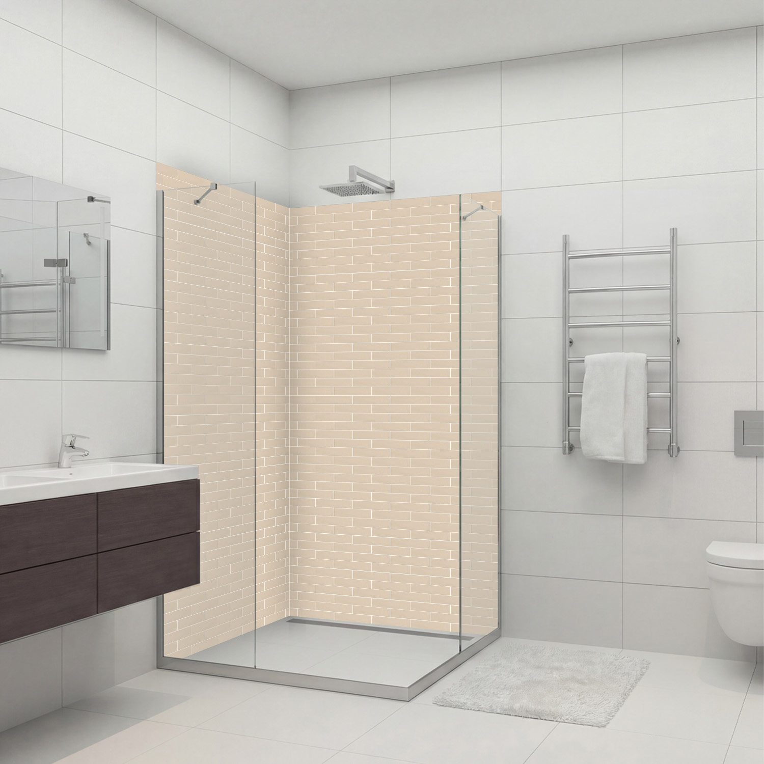 Duschrückwand mit Fliesen V10 Motiv, als Badrückwand zum Fliesenersatz