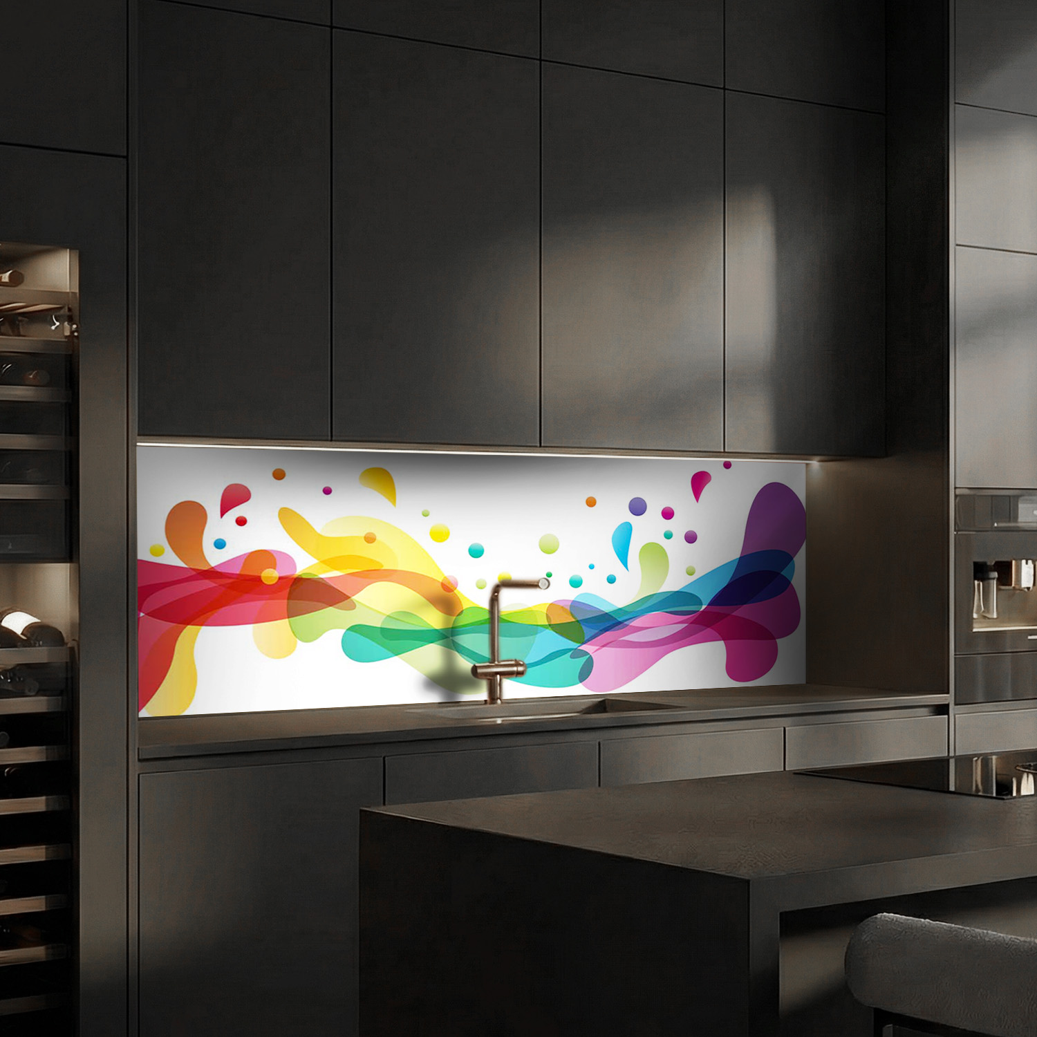 Küchenrückwand mit Abstrakt V1 Motiv als Fliesenersatz und Spritzschutz