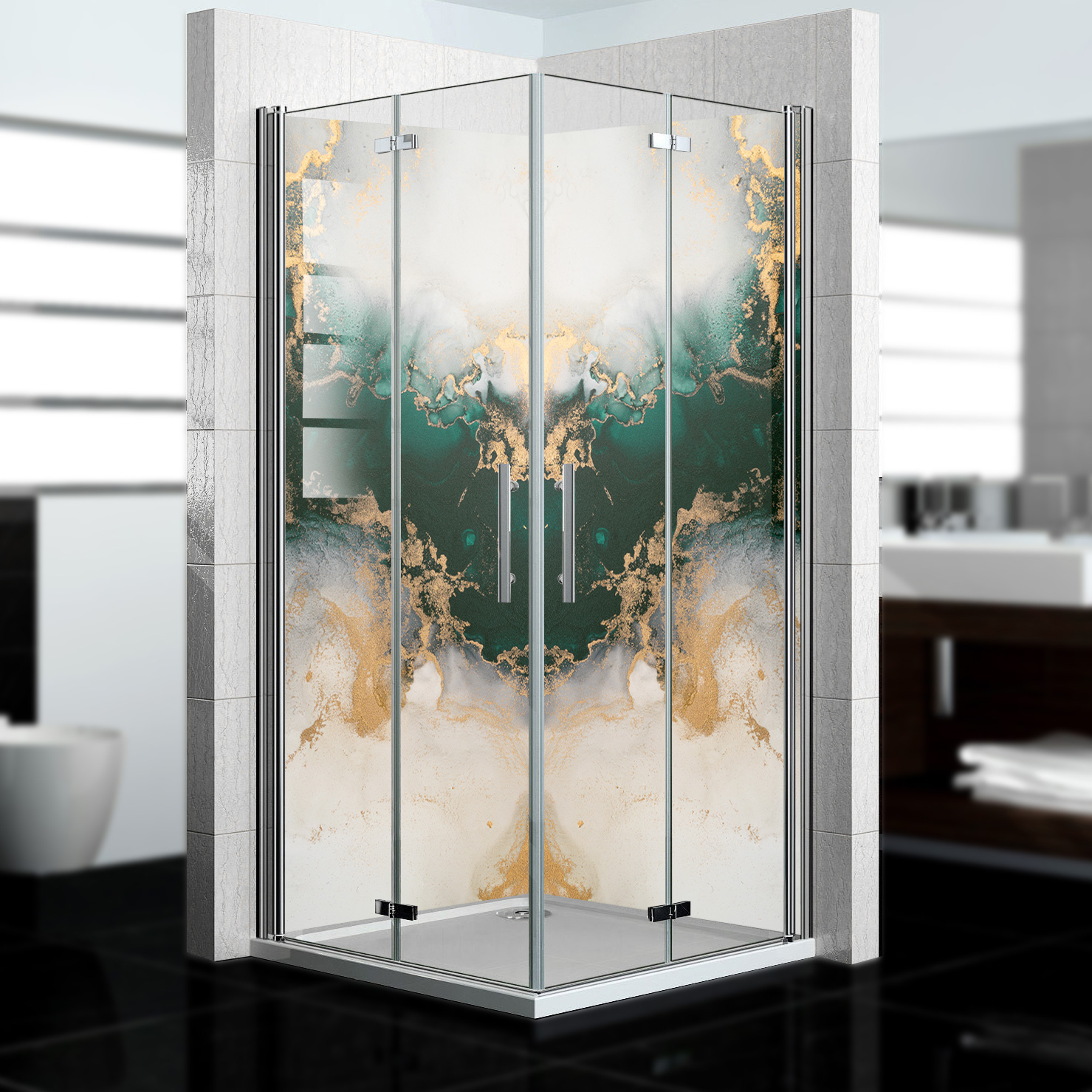 Duschrückwand mit Marmor V15 Motiv, als Badrückwand zum Fliesenersatz  Duschrückwand mit Marmor V15 Motiv, als Badrückwand zum Fliesenersatz